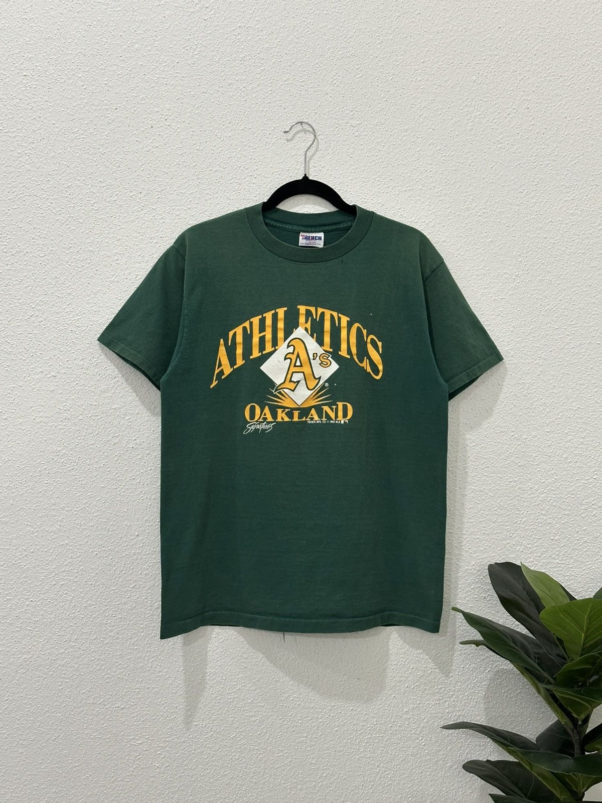 Vintage 90s OaklandAthletics Trench Tshirt Made In USA MLB L