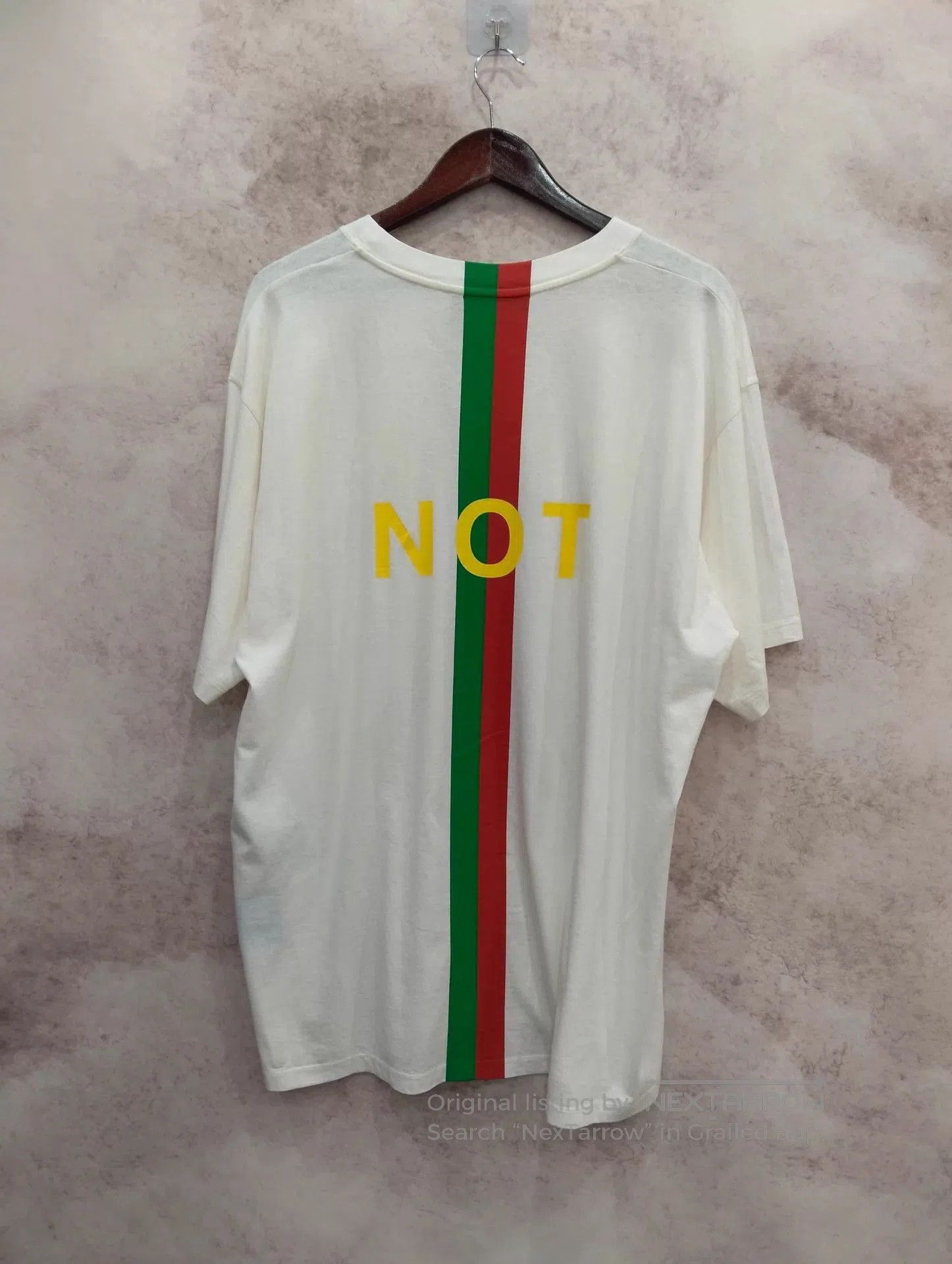 Gucci White Short Sleeve Shirt with Yellow 'FAKE' and Stripes. Size US XL / EU 56 / 4 - 2 Thumbnail
