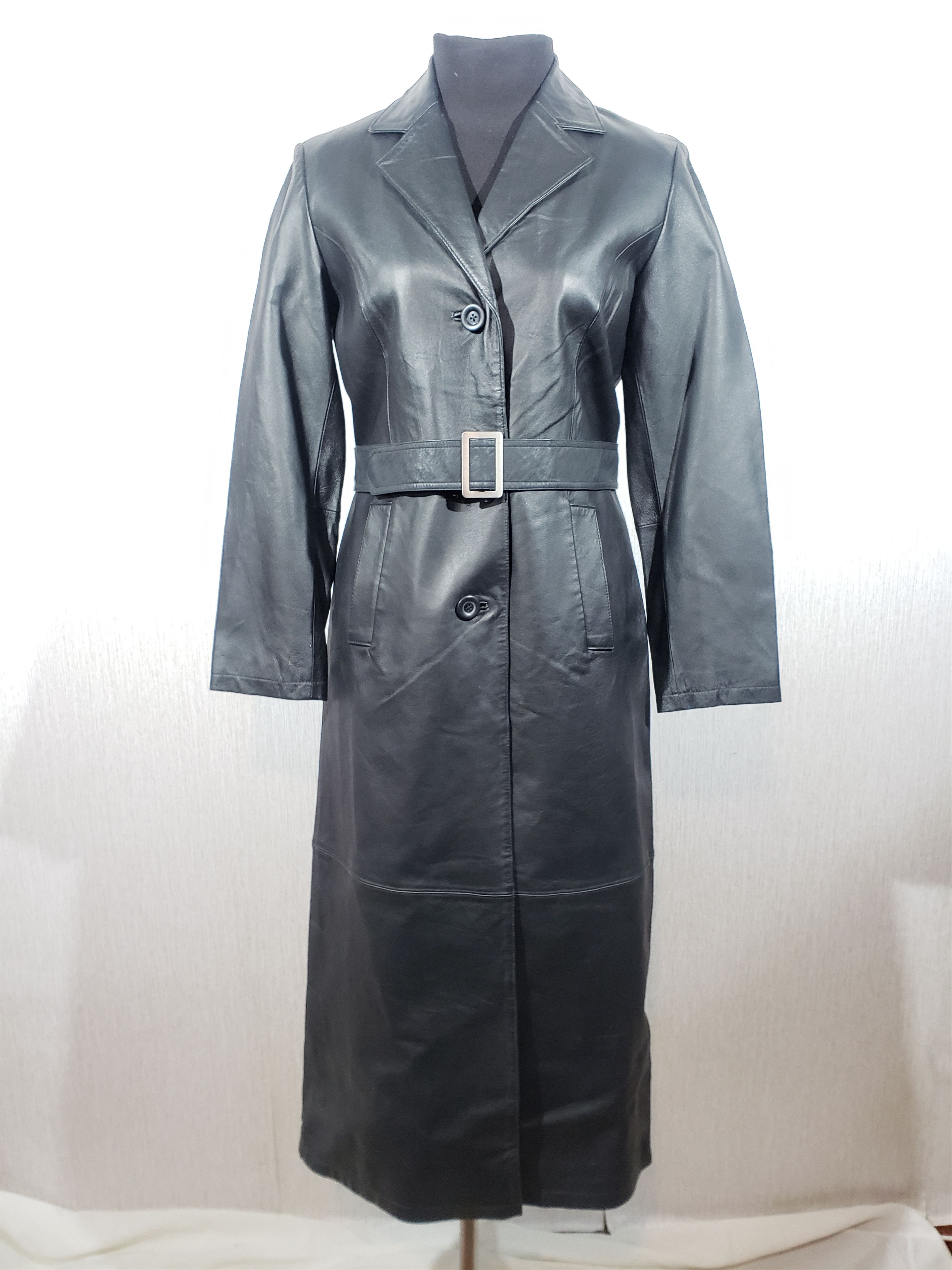 Other Stylish women's long leather jacket. Size L / US 10 / IT 46 - 1 Thumbnail