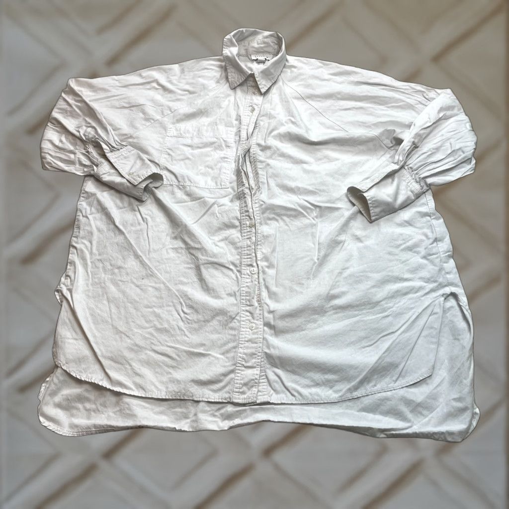 Topshop Topshop Shirt Womens 6 White Button-Up Long Sleeve Cotton Collared Knit Top Size M / US 6-8 / IT 42-44 - 1 Thumbnail