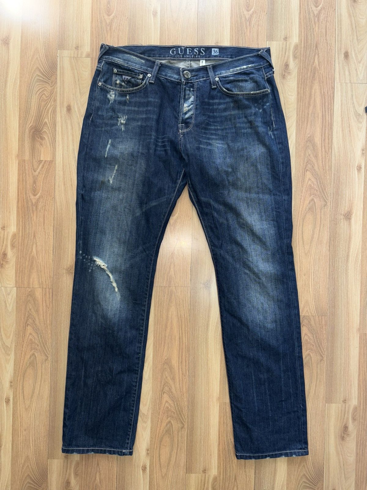Guess VTG Guess LosAngeles BritRocker Jeans Size 36x34 Distressed Size US 36 / EU 52 - 1 Thumbnail
