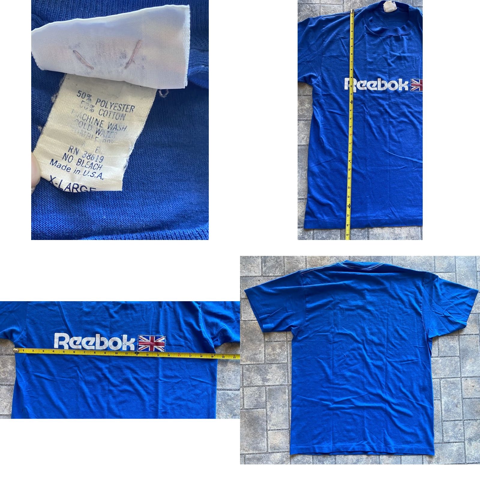 Reebok VINTAGE Reebok T-Shirt Men XL Blue United Kingdom Flag Short Sleeve Size US XL / EU 56 / 4 - 8 Thumbnail