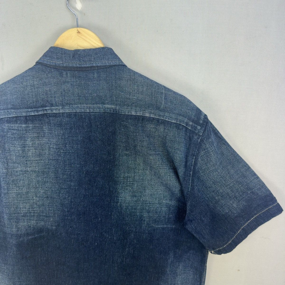 Marithe + Francois Girbaud Vintage MFG Faded Denim Short Sleeve Button Up Shirt Size US M / EU 48-50 / 2 - 6 Thumbnail
