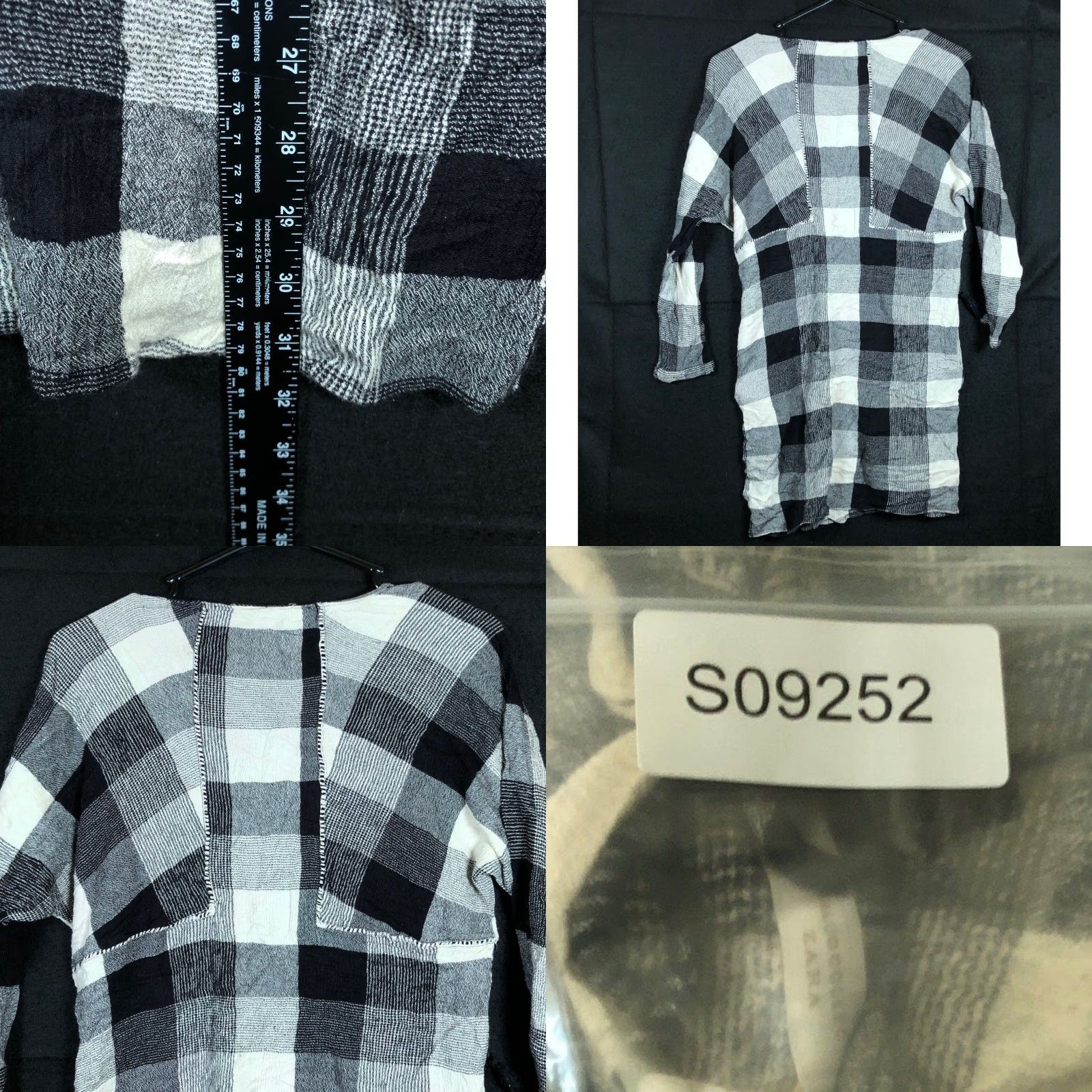 Zara Zara Womens Dress Black White Check V Neck Mini Tassels Long Sleeve Small Size S / US 4 / IT 40 - 8 Thumbnail