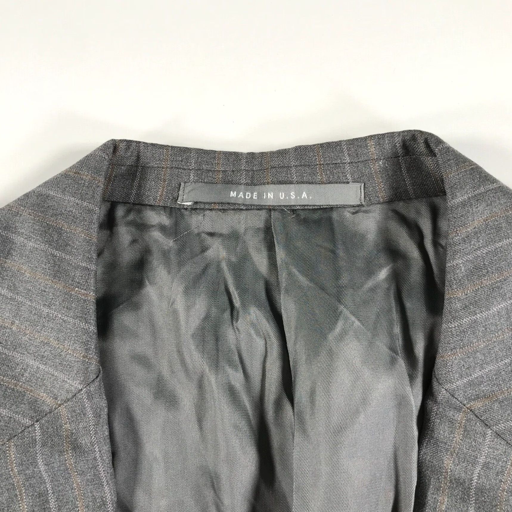Hickey Freeman Blazer Mens 42 L Gray Brown Pinstripes Wool Made In USA