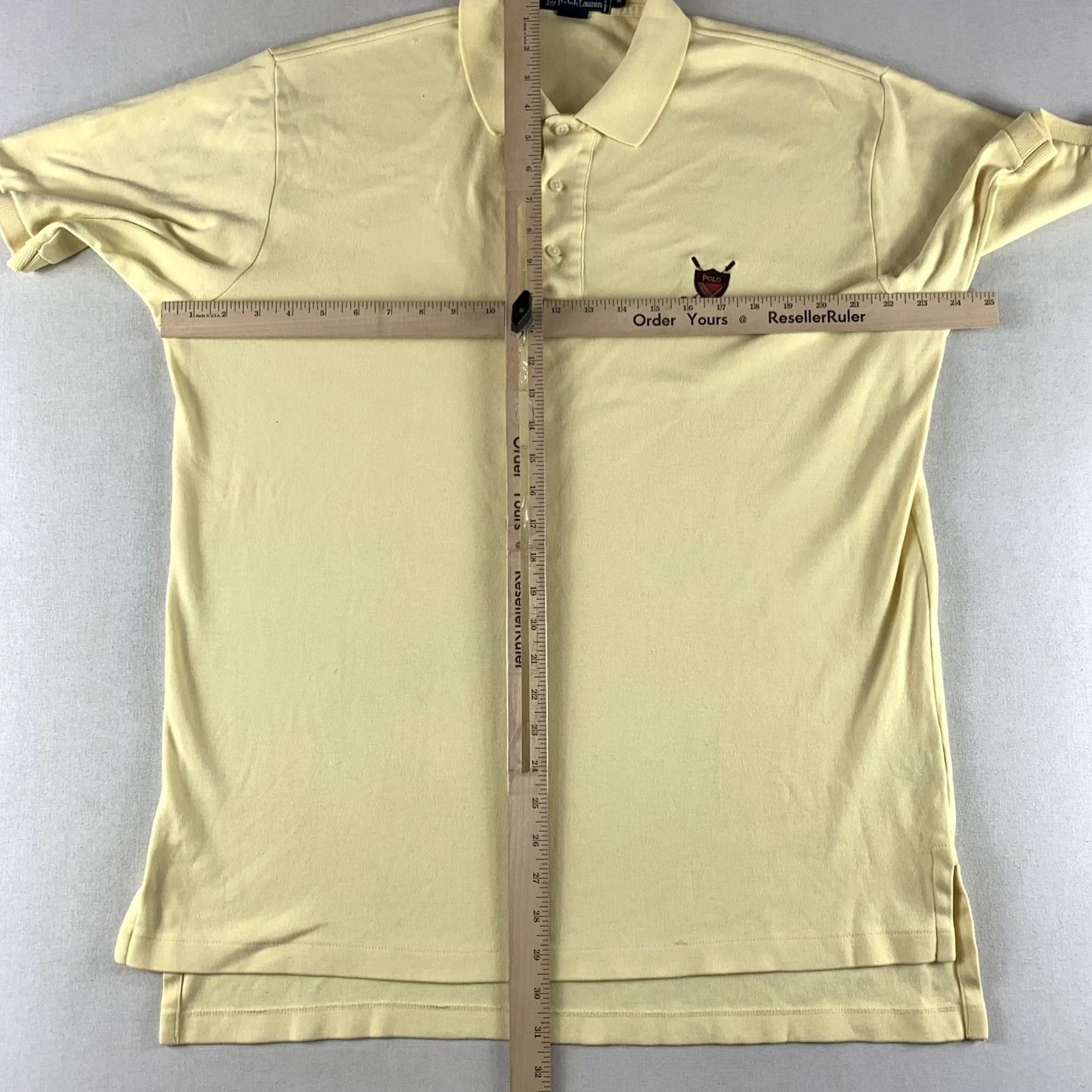 Polo Ralph Lauren VINTAGE Polo Ralph Lauren MENS Polo Golf Yellow Large Short Sleeve Collared Pullover 2 Small Holes Mens Regular Size L Size US L / EU 52-54 / 3 - 6 Thumbnail