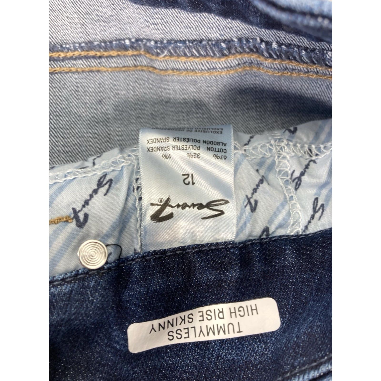 Vintage Seven7 Tummy Less Skinny Jeans Women 12 32X31 Blue Denim High Rise Stretch NWT Size 34" / US 12 / IT 48 - 7 Thumbnail