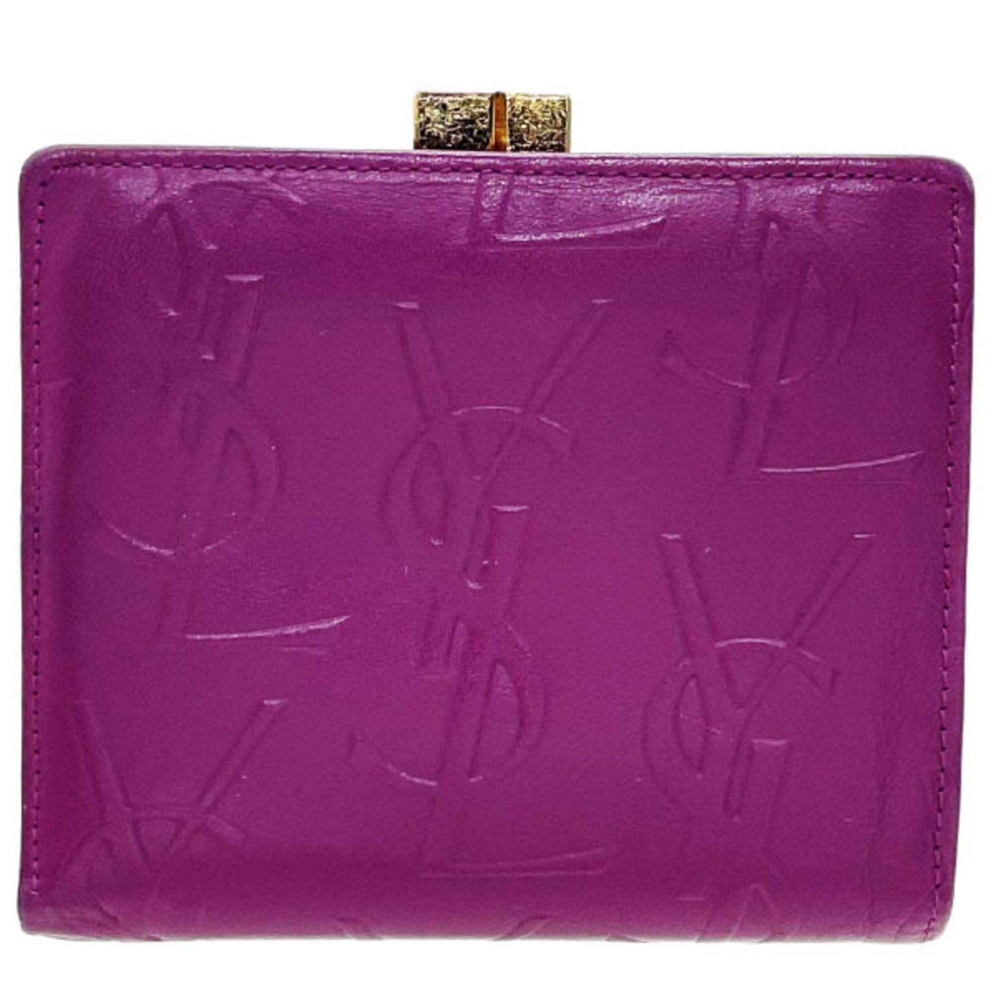 Yves Saint Laurent Yves Saint Laurent wallet, pink-purple leather, YSL MM-14683, vintage bifold compact mini women's wallet. Size ONE SIZE - 1 Thumbnail