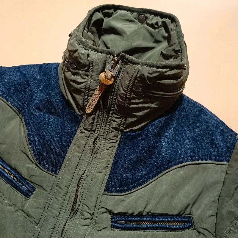 Diesel Diesel Green Quilted Jacket With Jeans Part Small Hooded Size US S / EU 44-46 / 1 - 4 Thumbnail