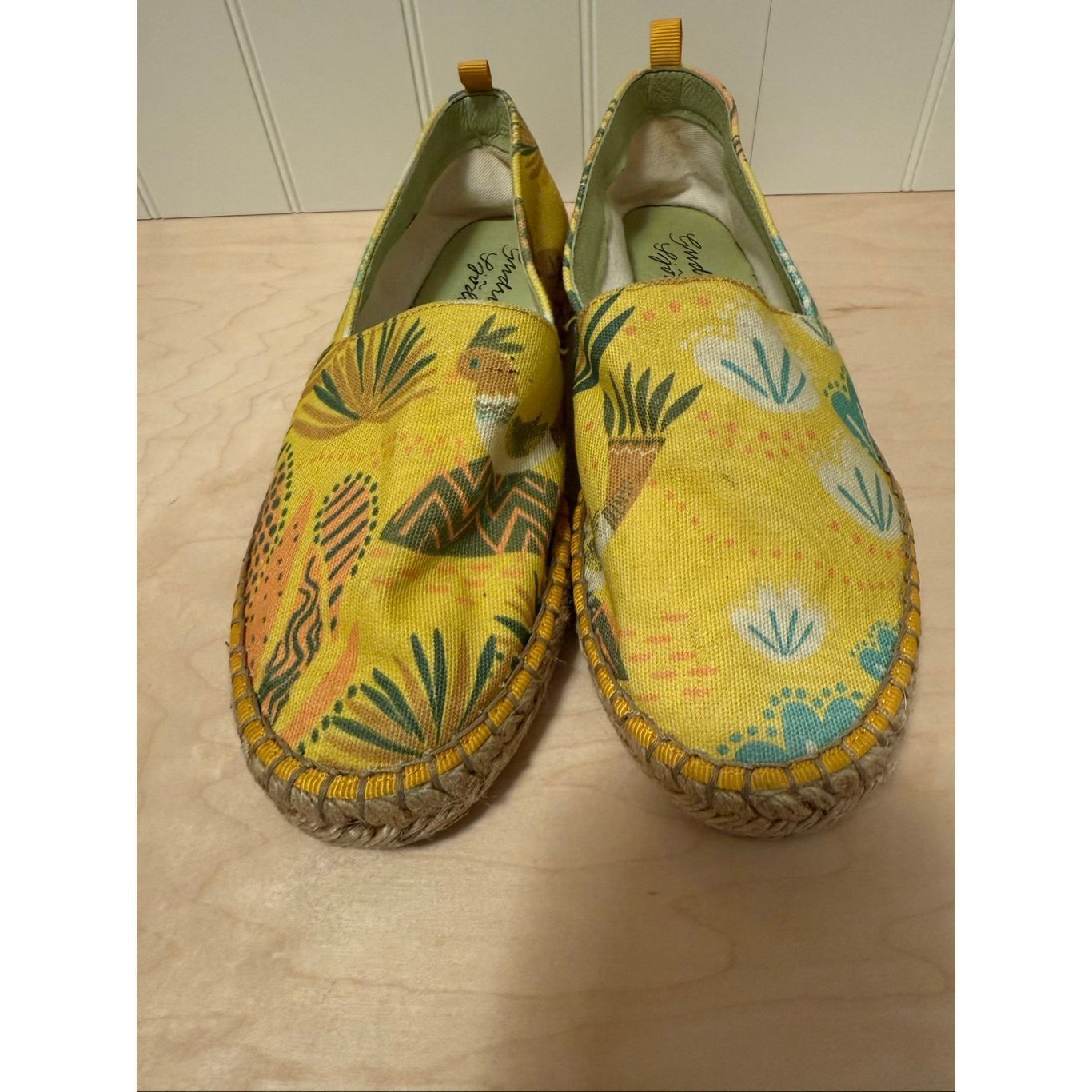 Guru Gudrun Sjoden Yellow Floral Canvas Flats Women Slip-On Espad Size US 7 / IT 37 - 8 Thumbnail