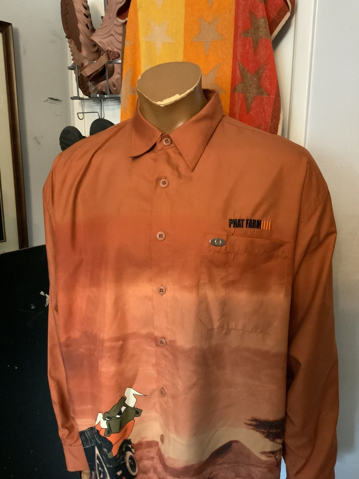 Phat Farm Vintage Phat Farm S.U.G. Sport Bull Racing Button Shirt Size US XXL / EU 58 / 5 - 12 Thumbnail
