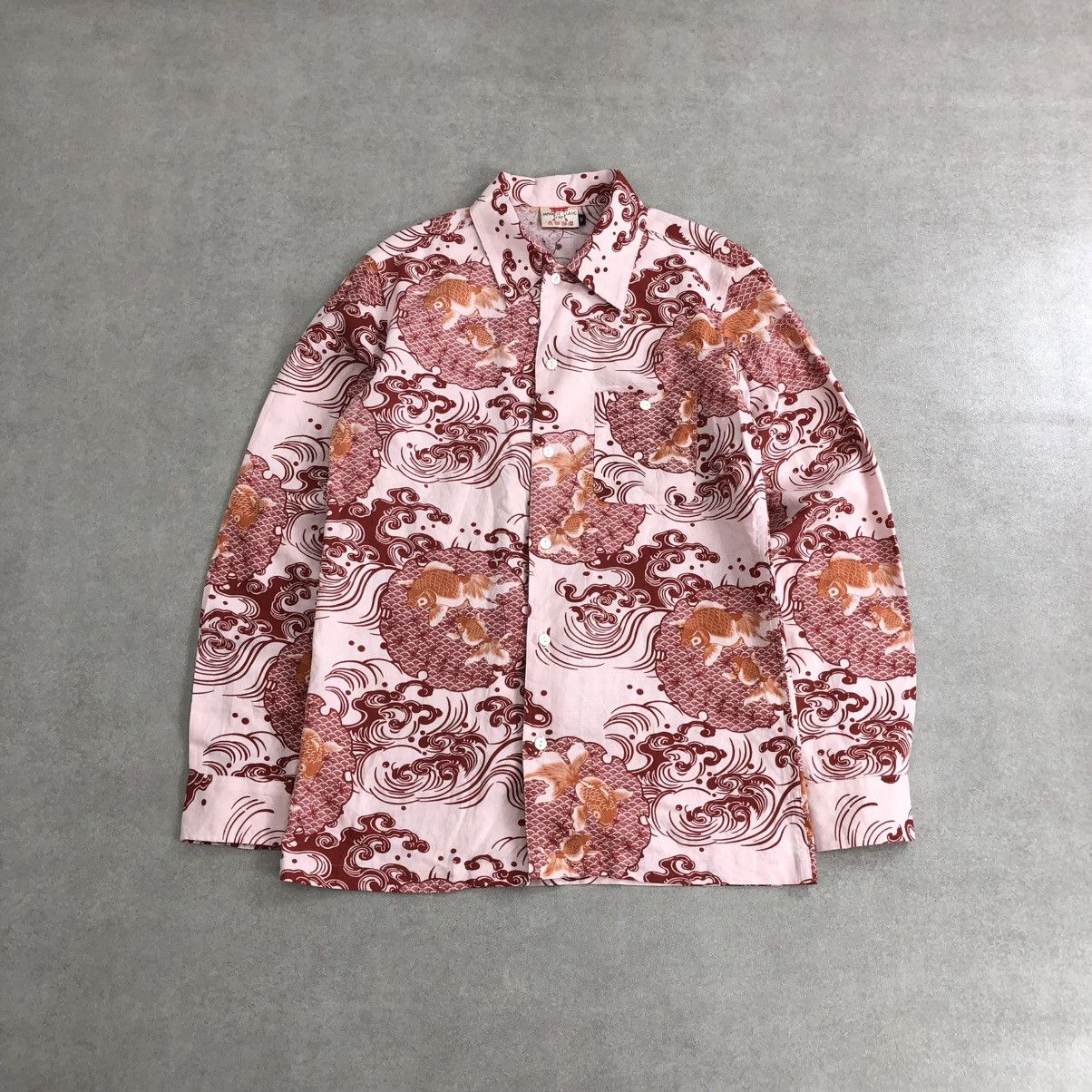 Japanese Brand 🇯🇵Vintage Japanese Classic Script Fish Koi Hawaiian Shirt Size US M / EU 48-50 / 2 - 1 Thumbnail