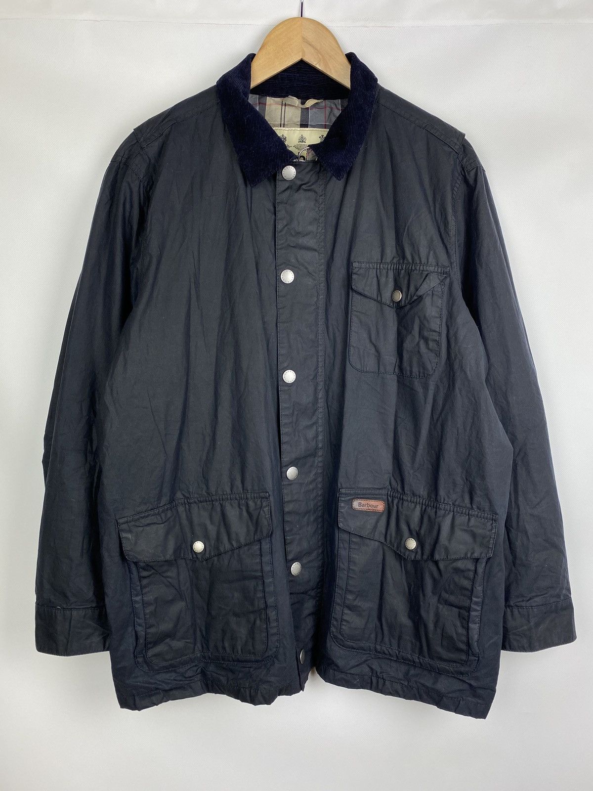image of Barbour Pavier Men’S 4Oz Lightweight Wax Waxed Cotton Jacket in Navy, Men's (Size Large)