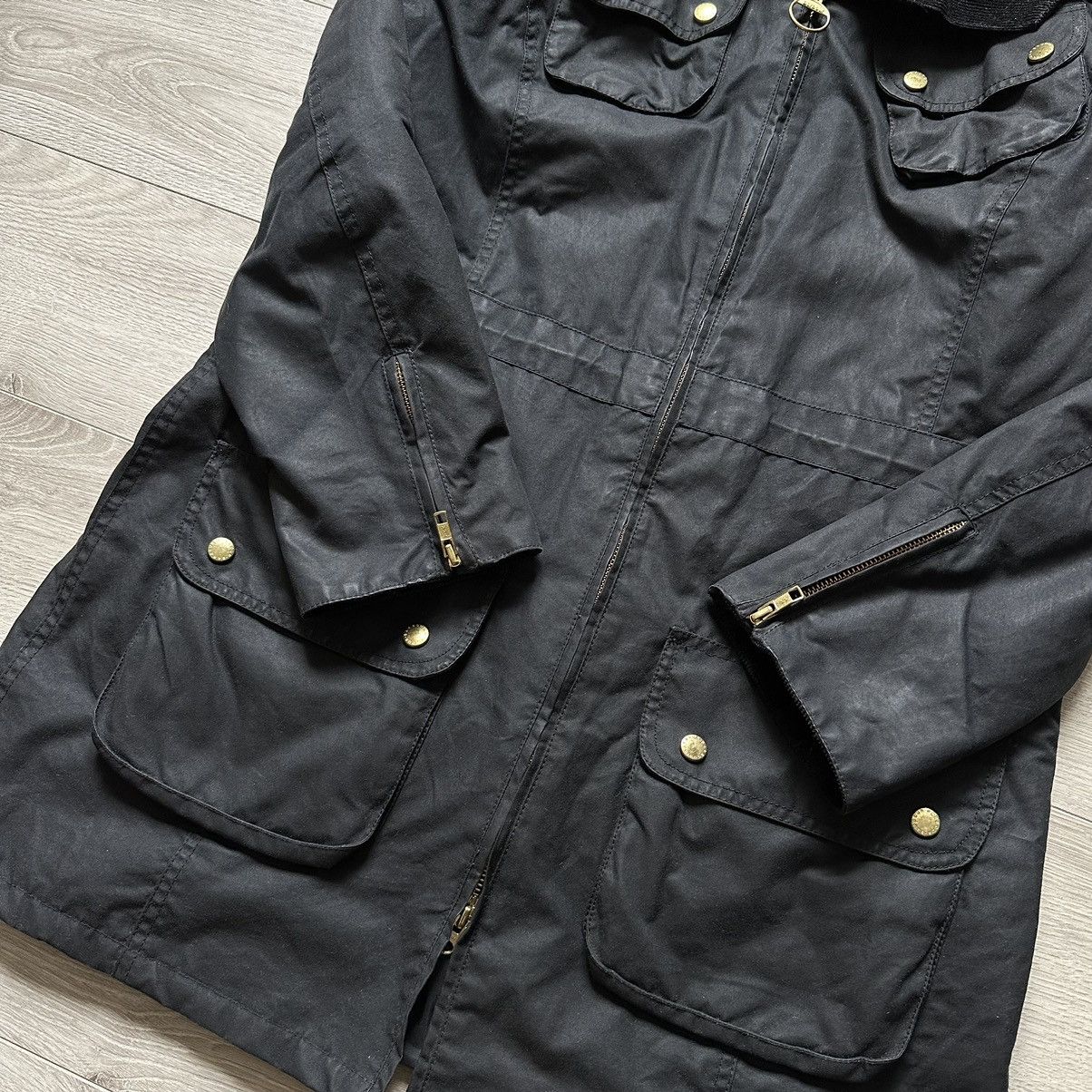 Barbour International Parka Wax Cotton Jacket Womens Size:14