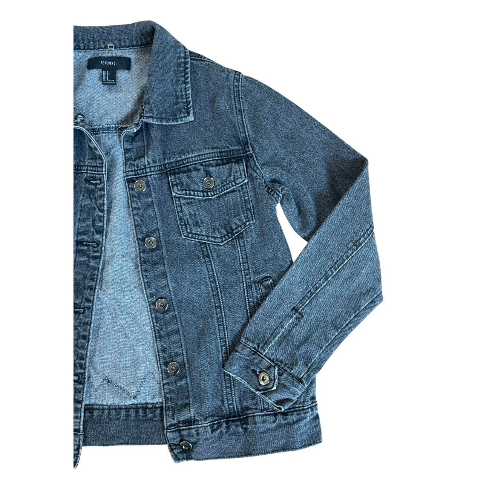 Forever 21 LOVE MOON LIVE SUN Upcycled Retro Vintage Boho Denim Jacket Size S / US 4 / IT 40 - 4 Thumbnail