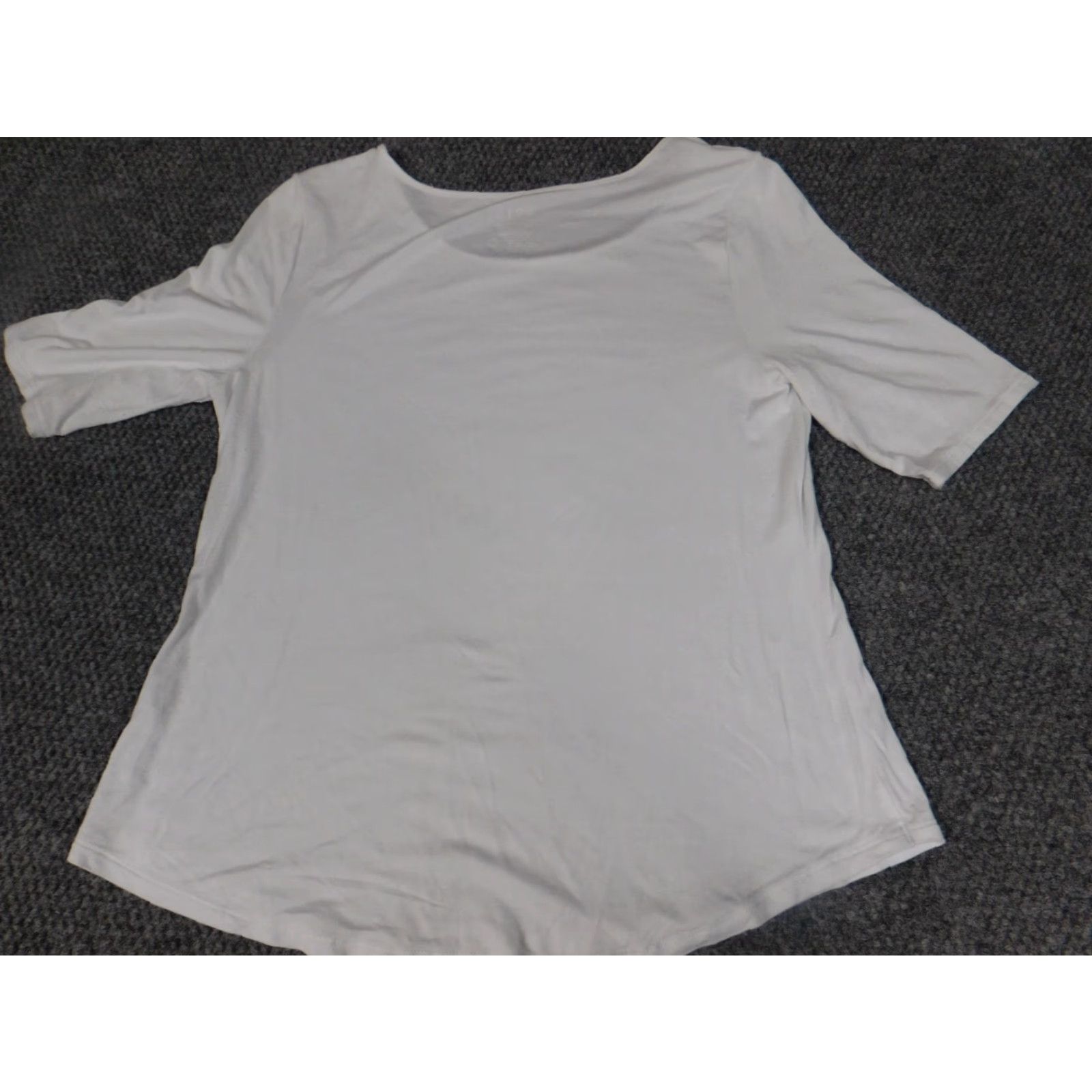 Apt. 9 Apt 9 Blouse Petites White Cap Sleeve Crew Neck Pullover Stretch 3/4 Sleeve Casual Women Boyfriend? Size L / US 10 / IT 46 - 6 Thumbnail