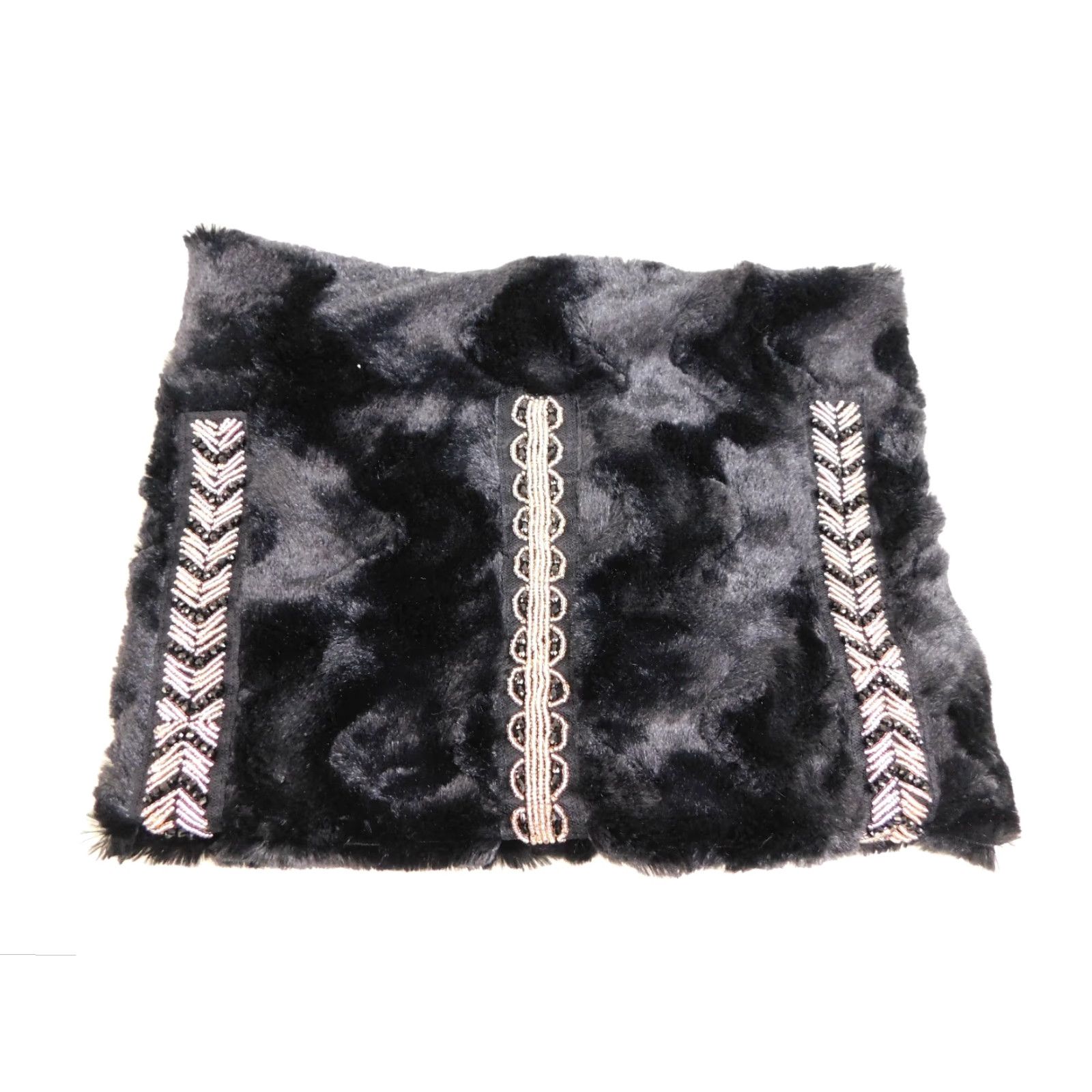 Vintage VINTAGE INC International Concepts Beaded Faux Fur Cowl Neck Scarf Black #2422 Size ONE SIZE - 2 Thumbnail
