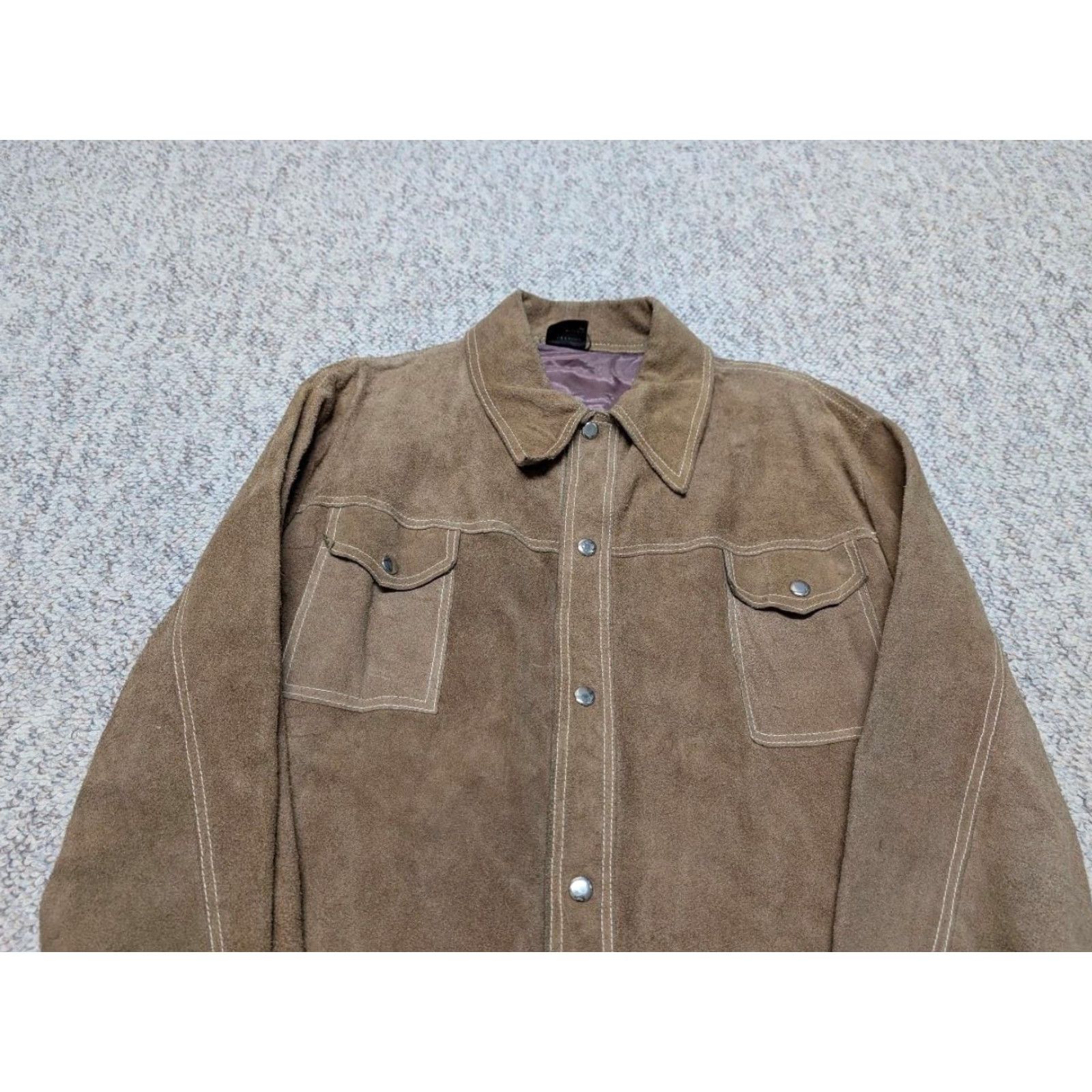 Vintage VINTAGE brown split suede cowhide leather M jacket Western Trucker Mens 40-42 1970s Size US M / EU 48-50 / 2 - 6 Thumbnail
