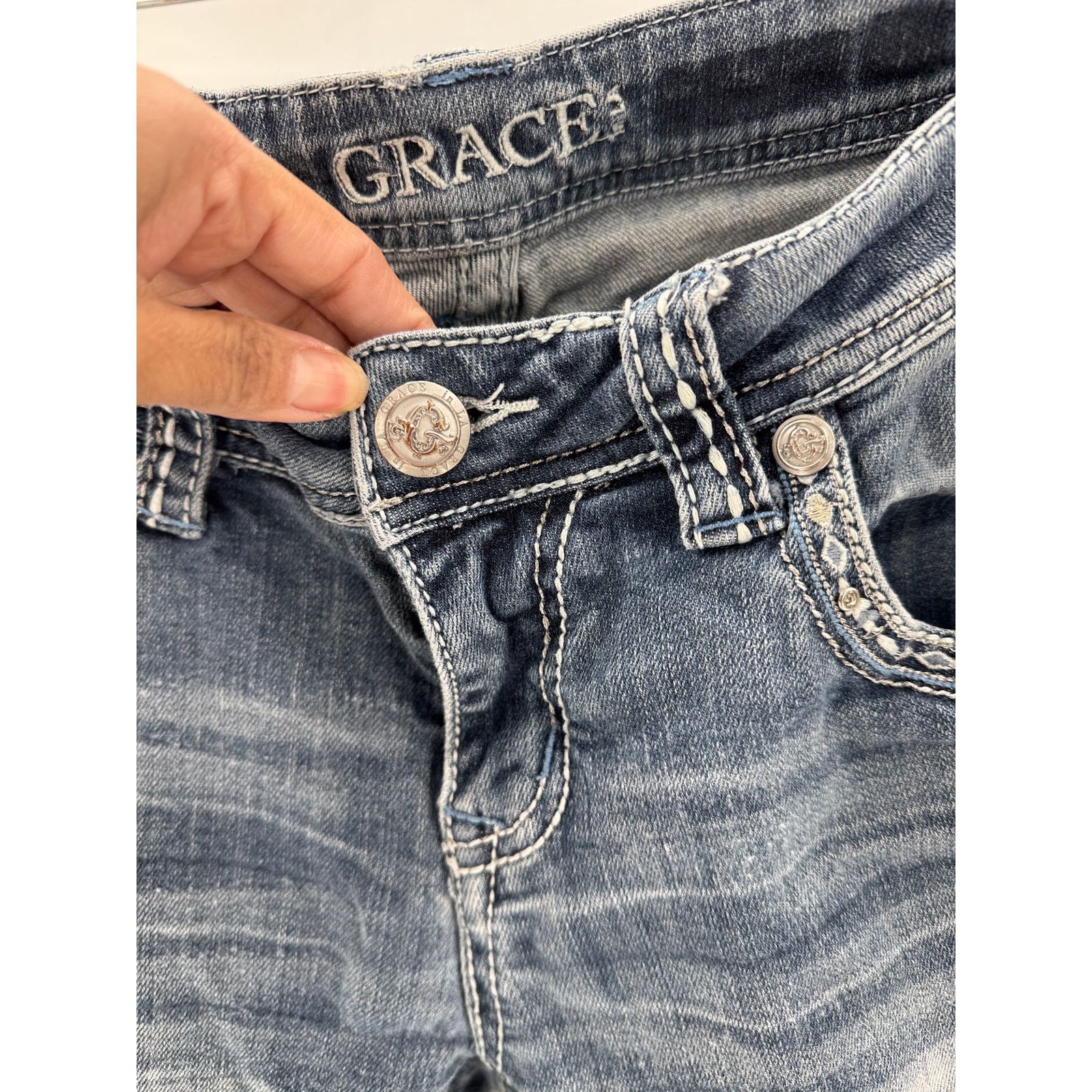 Grace in LA Grace in LA contrasting stitching bling pockets 29 bootcut Size 29" - 8 Thumbnail