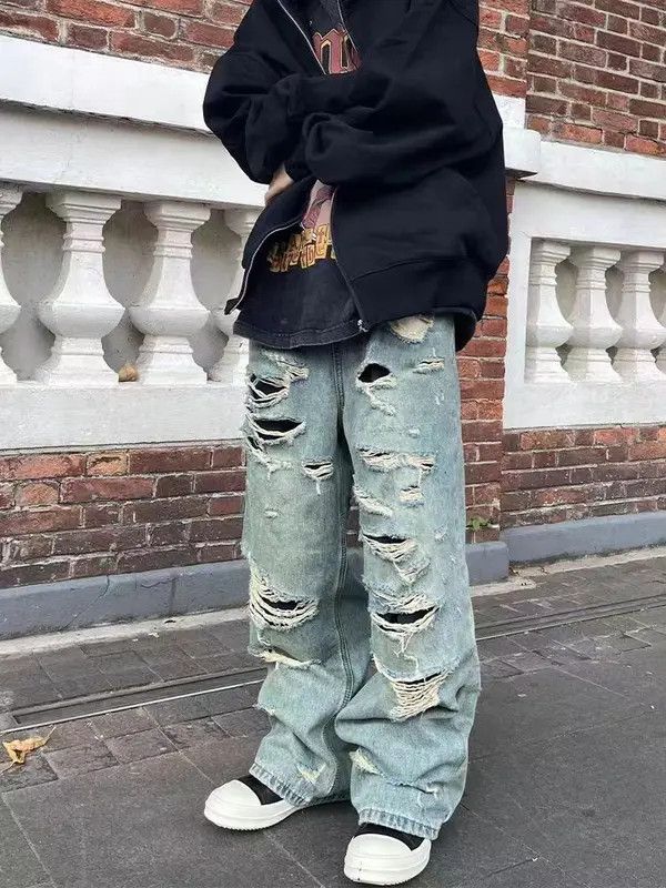 VIBE Vintage Street Hip Hop Washed Loose Wide Leg Jeans Size US 32 / EU 48 - 2 Thumbnail