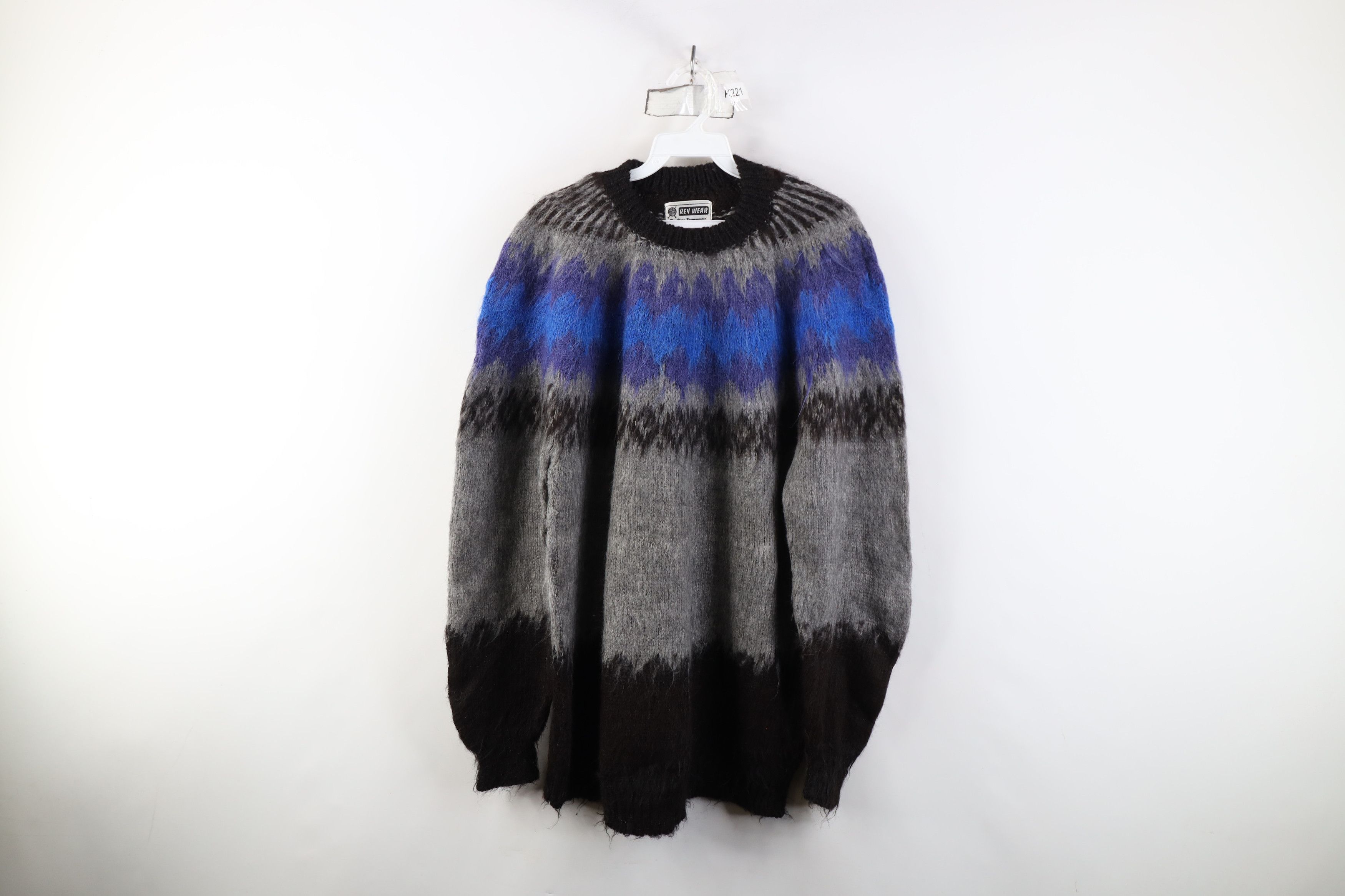 Vintage Vintage 90s Streetwear Shag Fair Isle Knit Crewneck Sweater Size XL / US 12-14 / IT 48-50 - 1 Thumbnail