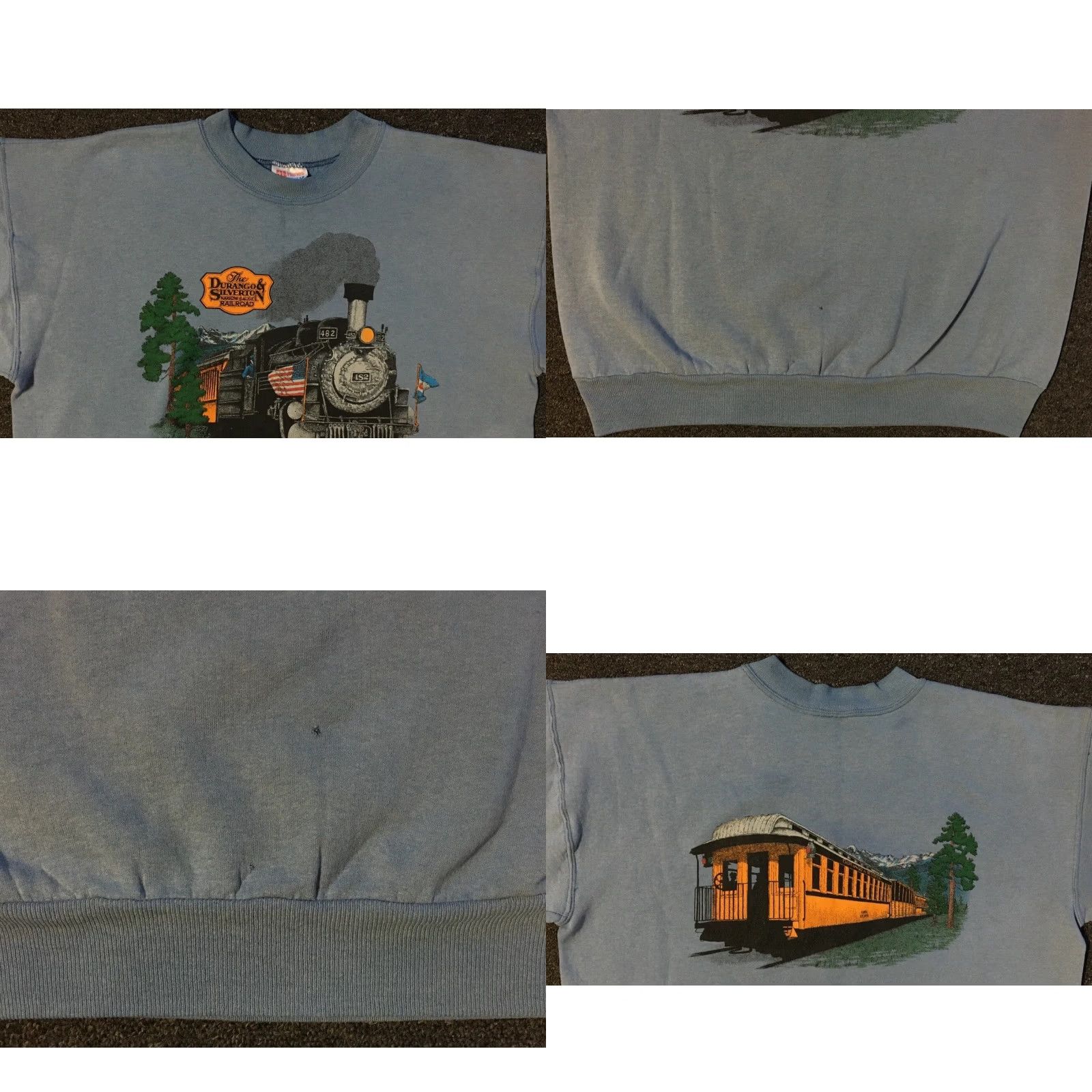 Vintage VINTAGE Durango and Silverton Narrow Gauge Railroad 90s AOP Faded Sweatshirt Hoodie M USA Blue Mens 80s Trucker Biker Railroad Engineer Conductor Size US M / EU 48-50 / 2 - 8 Thumbnail