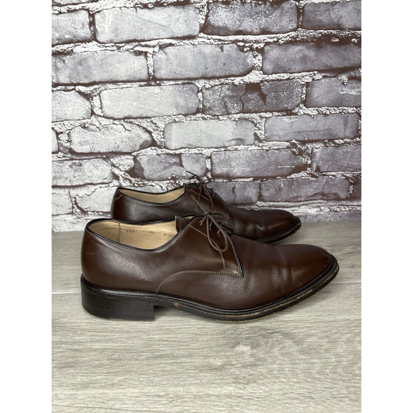 Other G.M. Endless 9502 Brown Leather Derby Oxfords Lace Up Dress Size US 9 / EU 42 - 3 Thumbnail