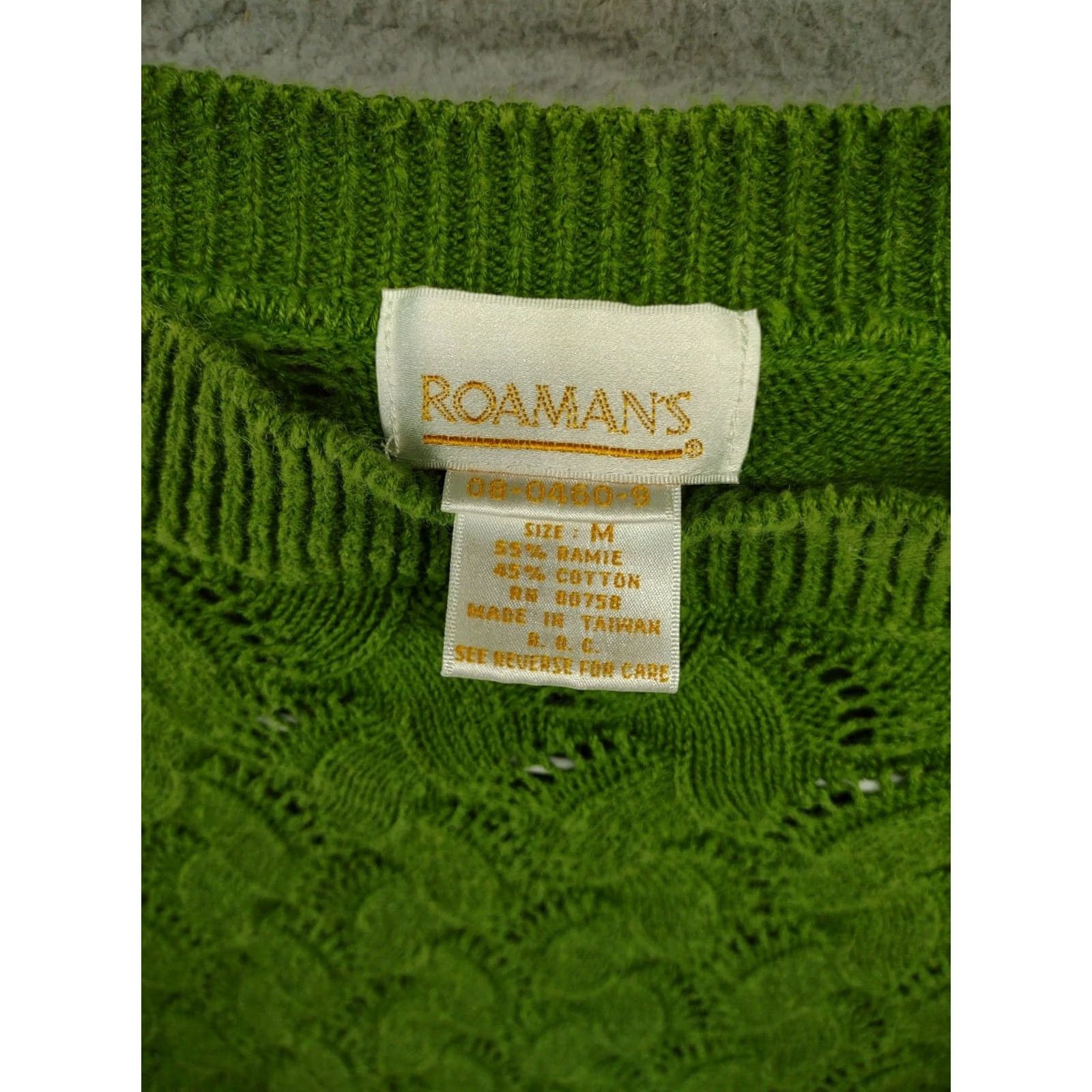Vintage Vintage Roaman's Women's Crochet Open Knit Green Sweater M 90s Pullover Shirt Womens Size M / US 6-8 / IT 42-44 - 2 Thumbnail