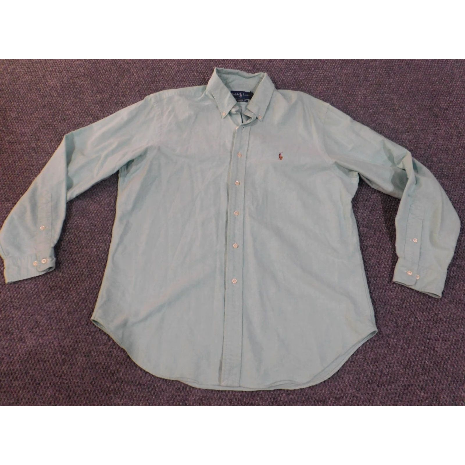 Ralph Lauren Ralph Lauren Shirt Mens Dress Shirt Button-Down 16.5 Green Cotton Knit Regular Barrel Cuff Size US XL / EU 56 / 4 - 2 Thumbnail