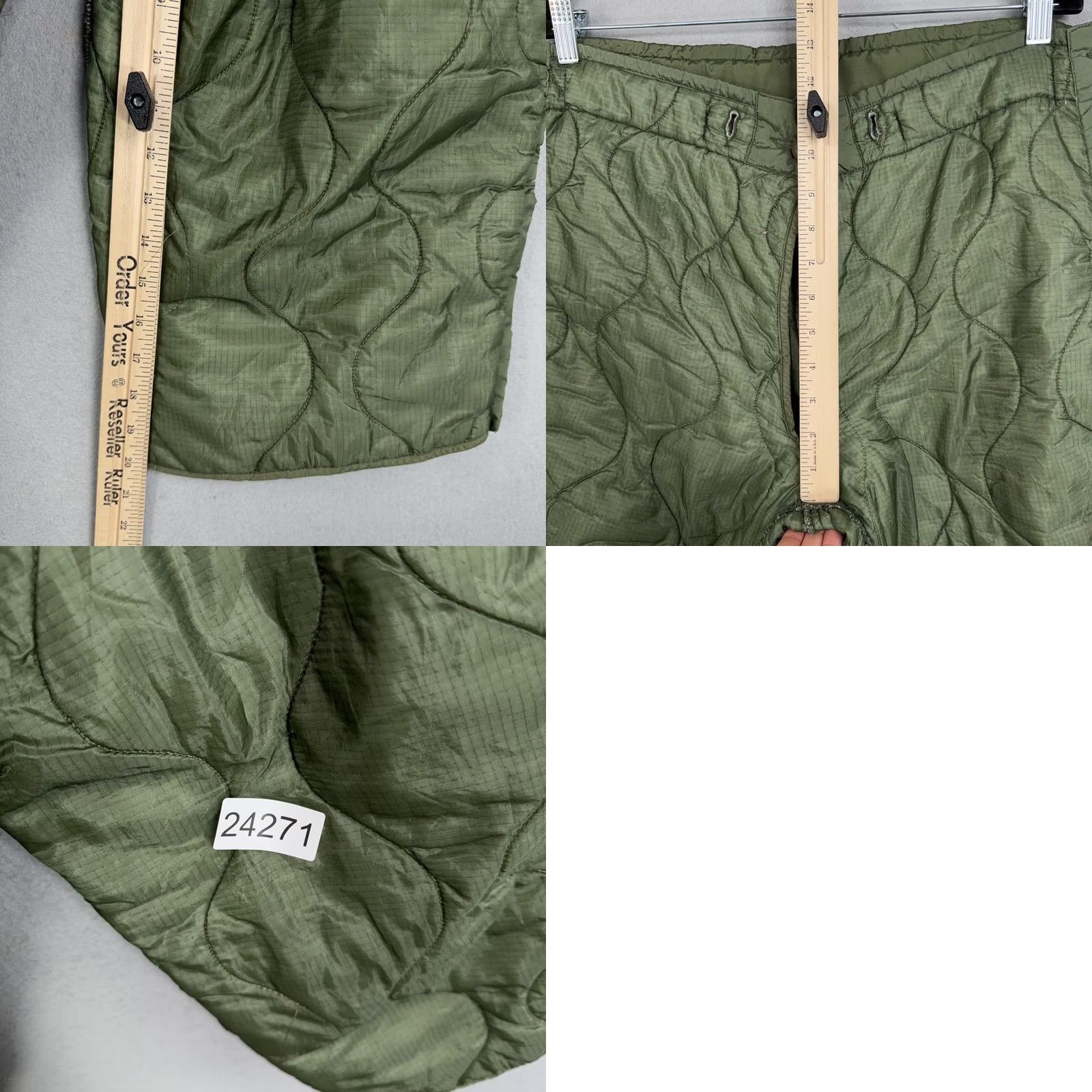 Vintage VINTAGE Military Pants Mens Medium Short Regular Green Quilted Liner Army Cold Weather Winter Workwear Snow Pants Mens Regular Green Insulated Lined Size US 31 - 9 Thumbnail