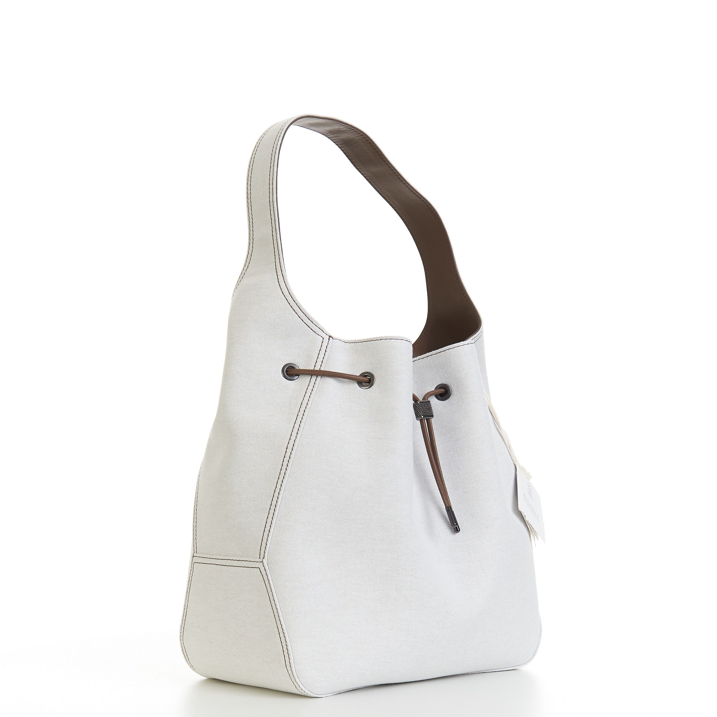 Brunello Cucinelli BC Duo Bucket Bag In Cotton & Linen Gabardine Size ONE SIZE - 8 Thumbnail