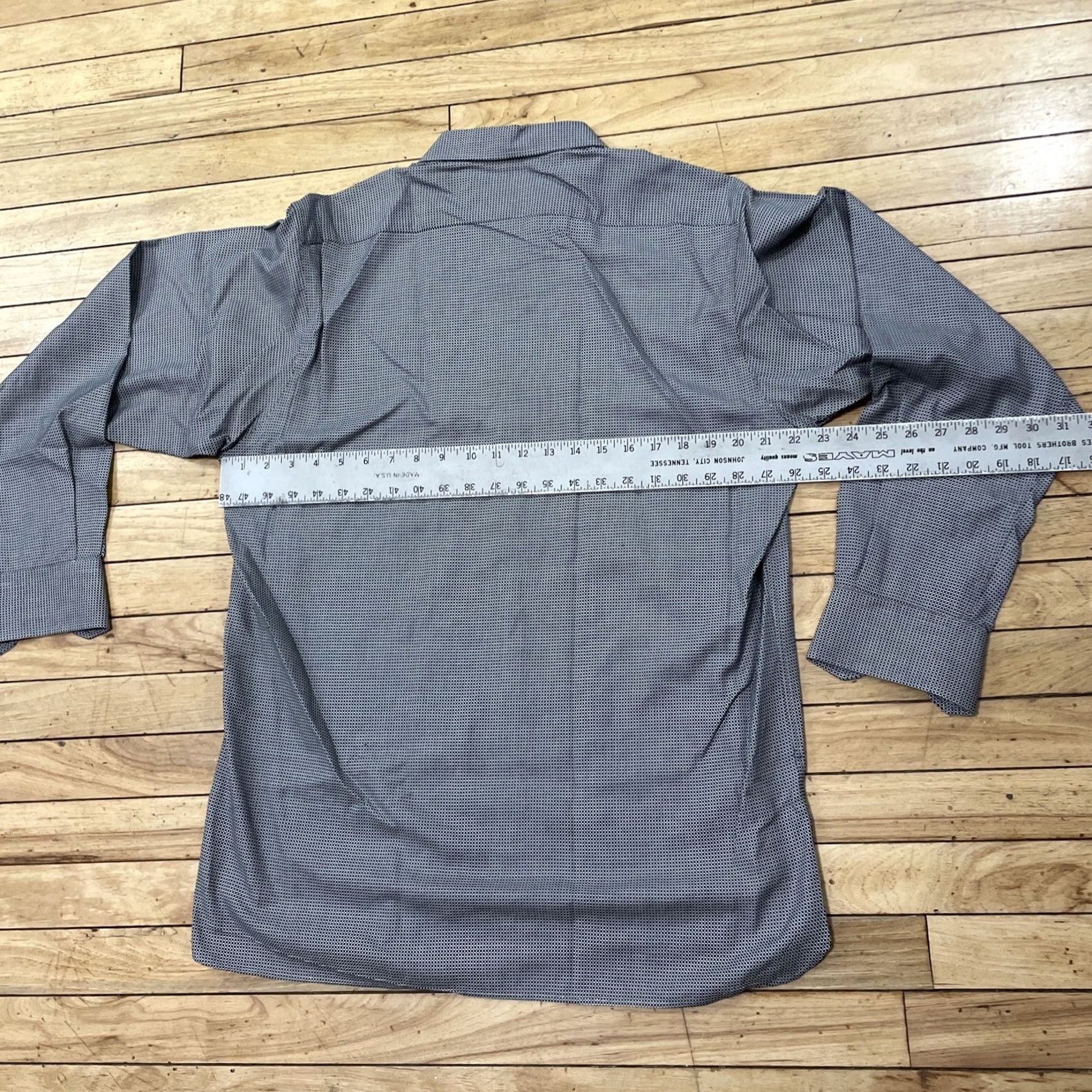 Ike Behar IKE BEHAR New York Pleated Dress Shirt Men M Guayabero Gray Black Check Plaid M Size 40R - 7 Thumbnail