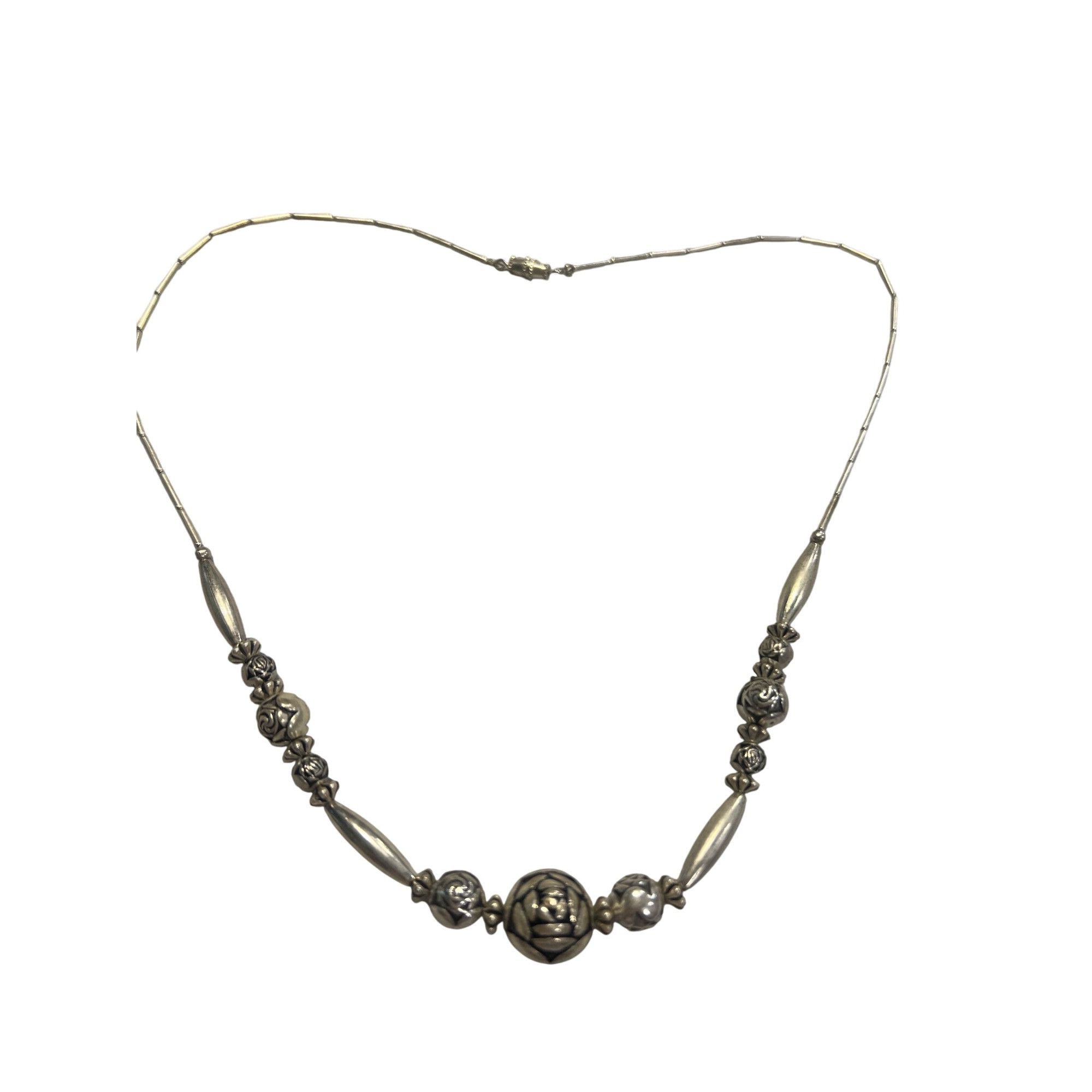 Other Vintage Liquid Sterling Silver Rose Bead Necklace Screw Barr Size ONE SIZE - 1 Thumbnail