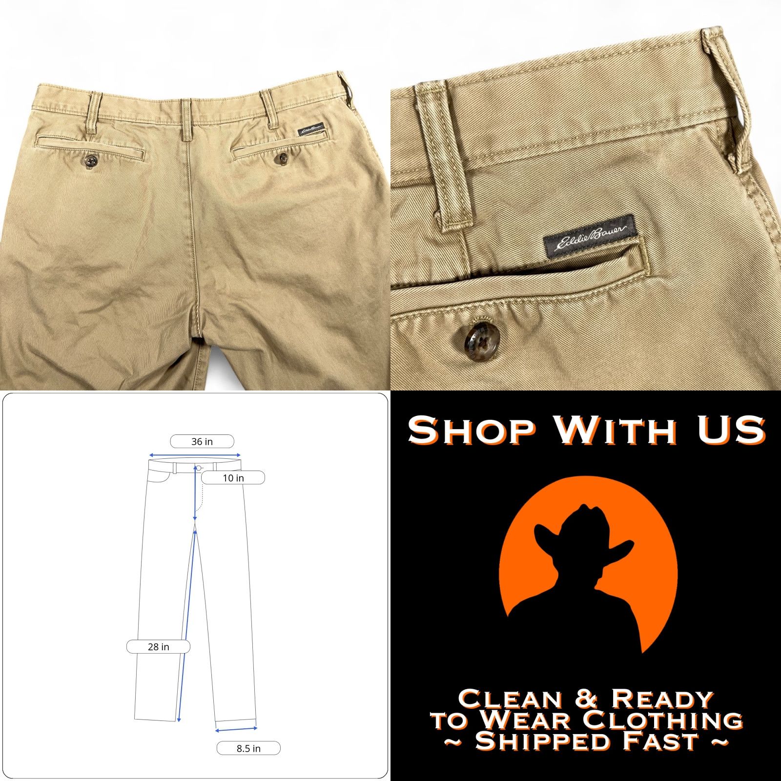 Eddie Bauer VINTAGE Eddie Bauer Pants Mens 36x28 Brown Khaki Tan Classic Fit Cotton Legend Wash Size US 36 / EU 52 - 8 Thumbnail