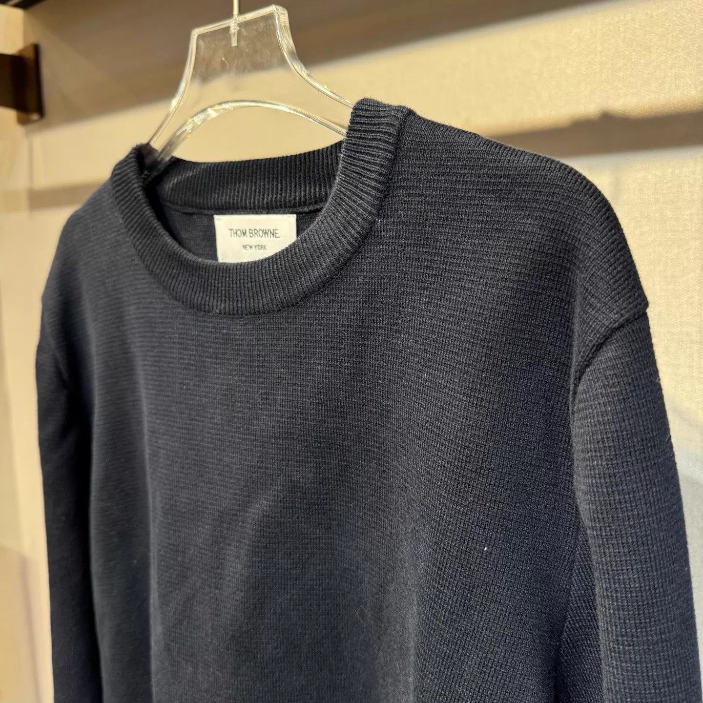 Thom Browne New THOM BROWNE Navy Waffle Crewneck Sweatshirt Size 1 Size S / US 4 / IT 40 - 5 Thumbnail