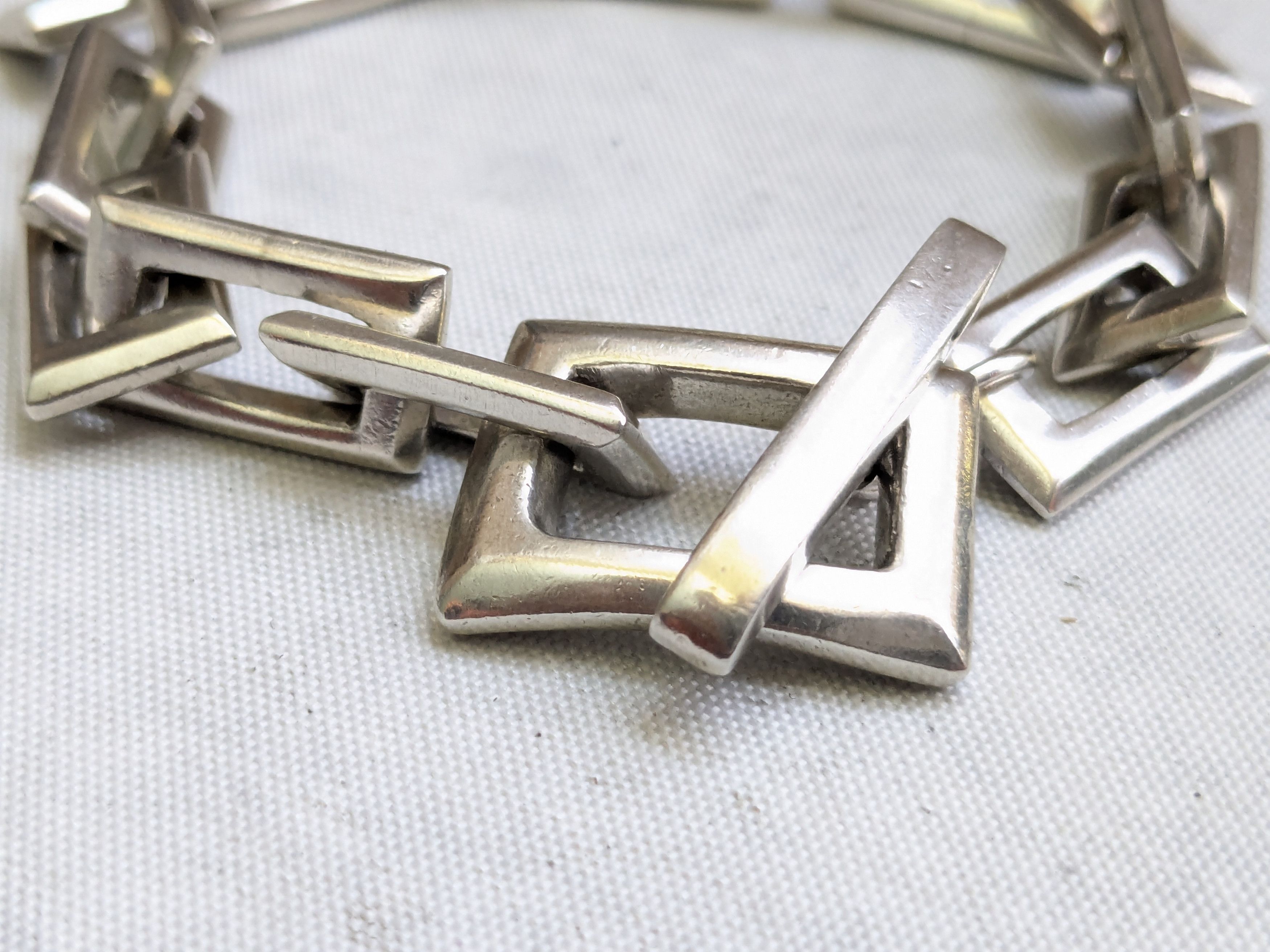 Jewelry Sterling Silver Bracelet Rectangle 7.25" Biker Heavy Size ONE SIZE - 8 Thumbnail