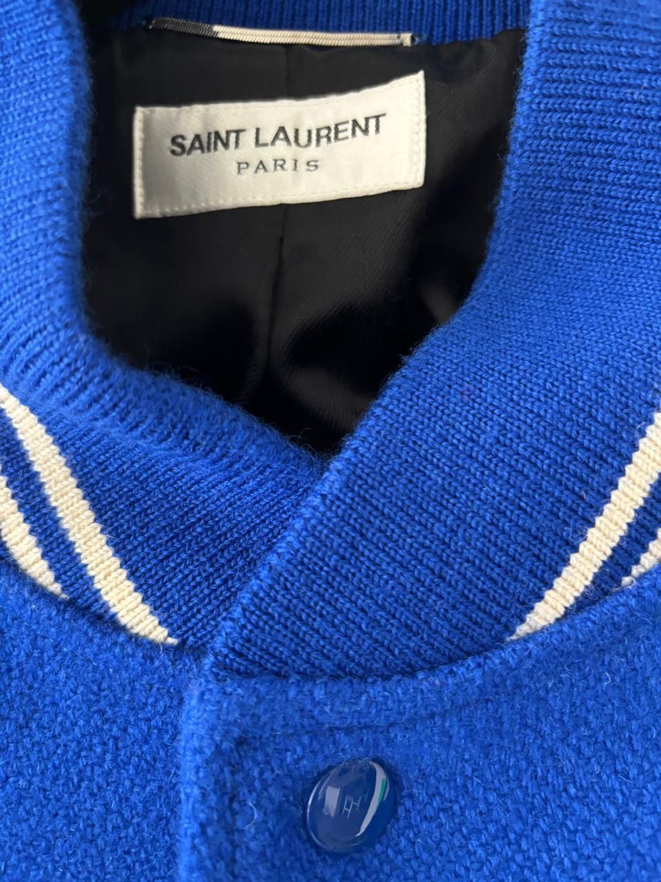 Saint Laurent Paris Saint Laurent Paris Blue Virgin Wool Teddy Bomber Jacket Size US XL / EU 56 / 4 - 3 Thumbnail