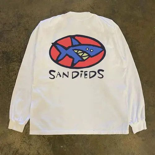 Japanese Brand × Vintage White washed retro shark print long sleeve t-shirt Size US M / EU 48-50 / 2 - 2 Thumbnail