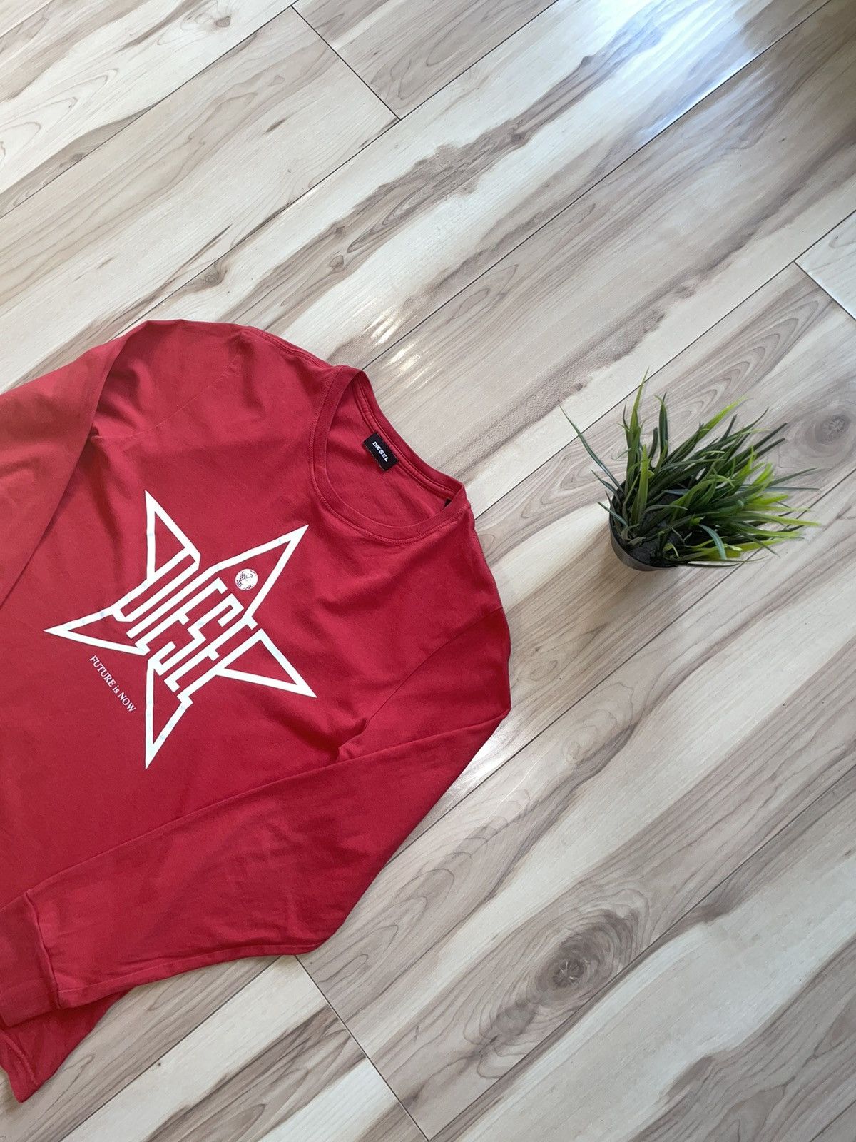 Diesel × Vintage Long Sleeve Diesel Future is Now Vintage Streetwear Red Size US S / EU 44-46 / 1 - 2 Thumbnail