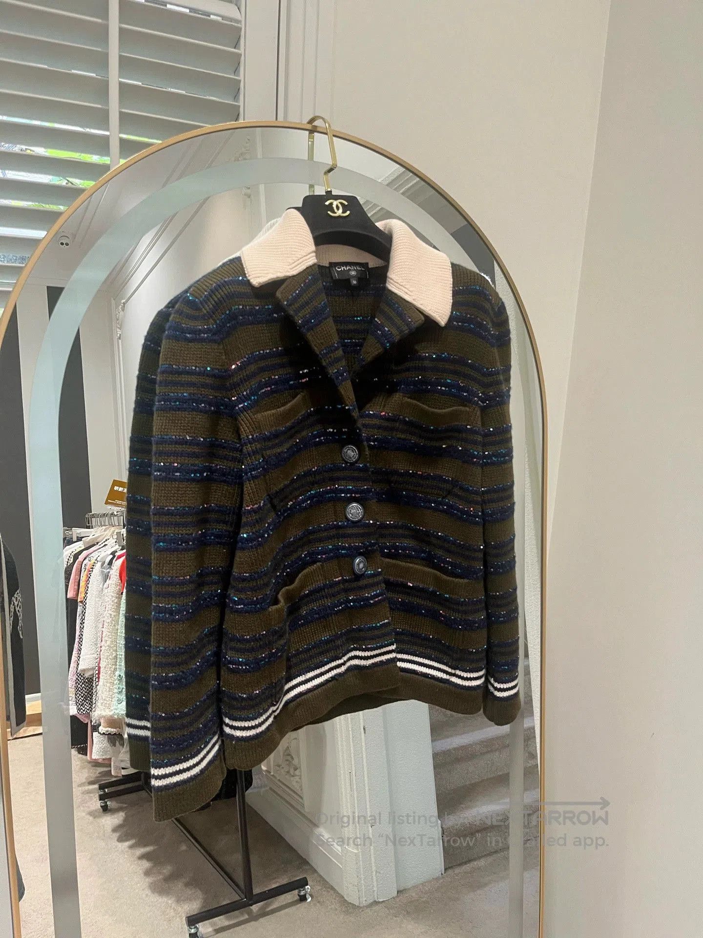 Chanel Chanel 20C Blue Green Stripe Coat. Size US XS / EU 42 / 0 - 1 Thumbnail