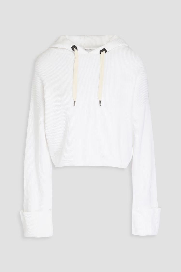Brunello Cucinelli o1y0825 Hooded Sweater in White Size L / US 10 / IT 46 - 1 Thumbnail