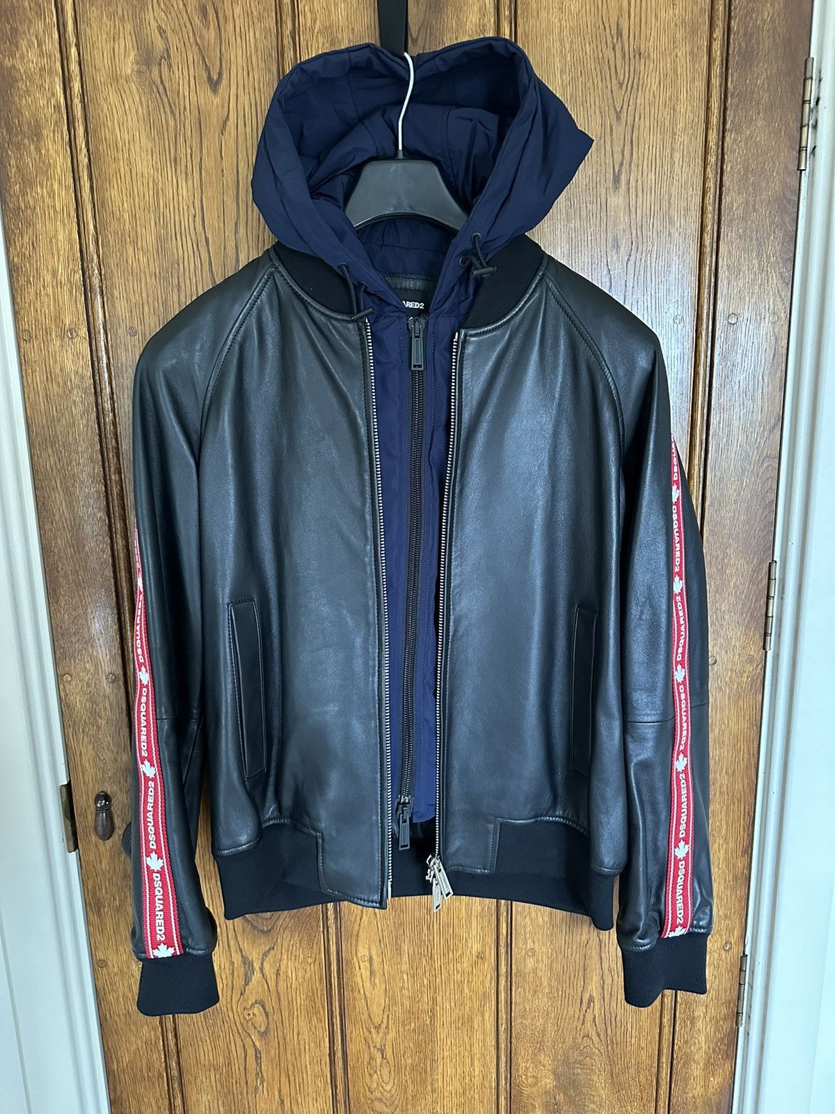Dsquared2 FW20 Dsquared tape logo leather hoodie jacket Grail Size US L / EU 52-54 / 3 - 1 Thumbnail