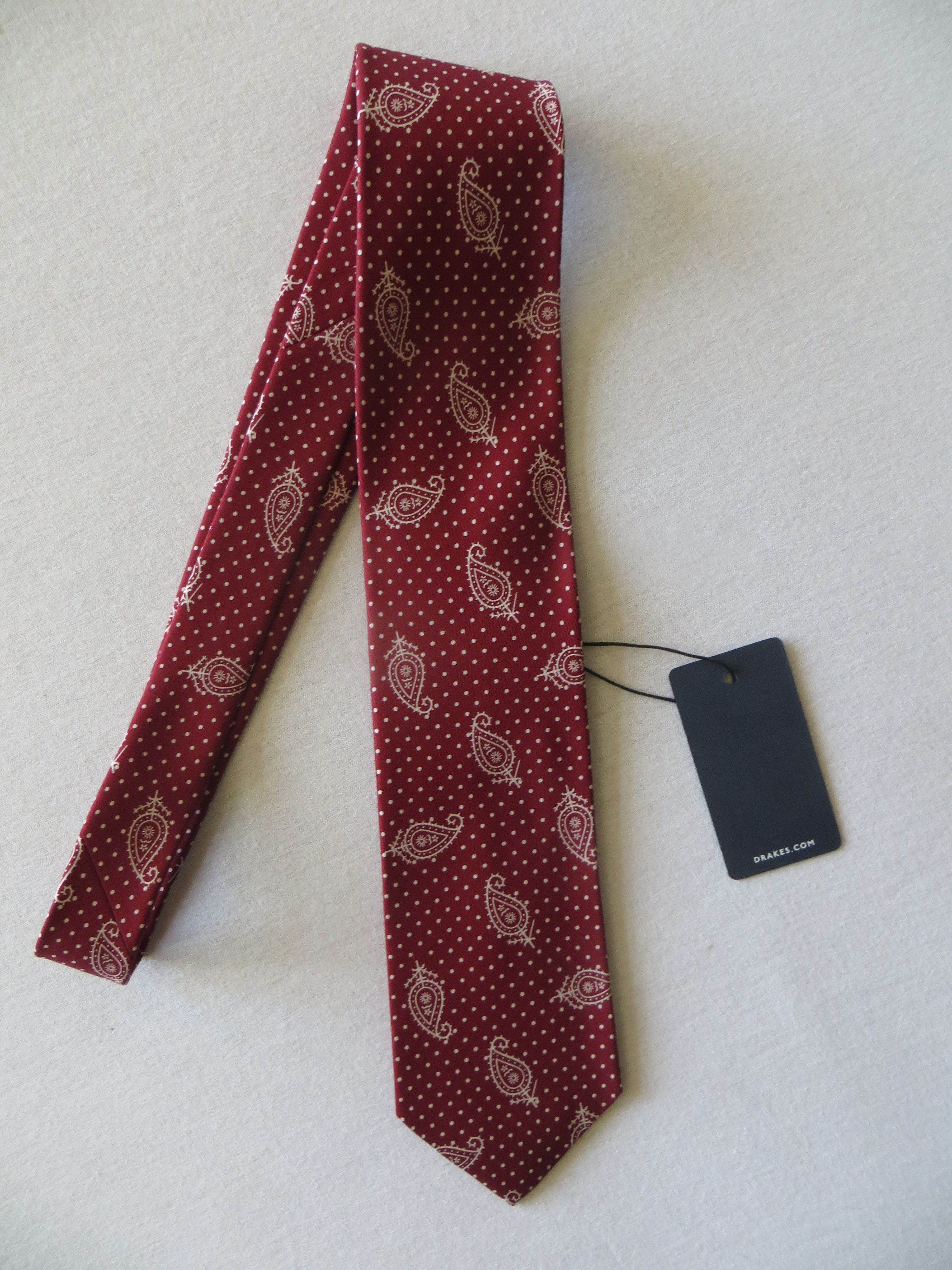 Drake's BOLD PAISLEY & SPOT PRINT TIE Size ONE SIZE - 4 Thumbnail