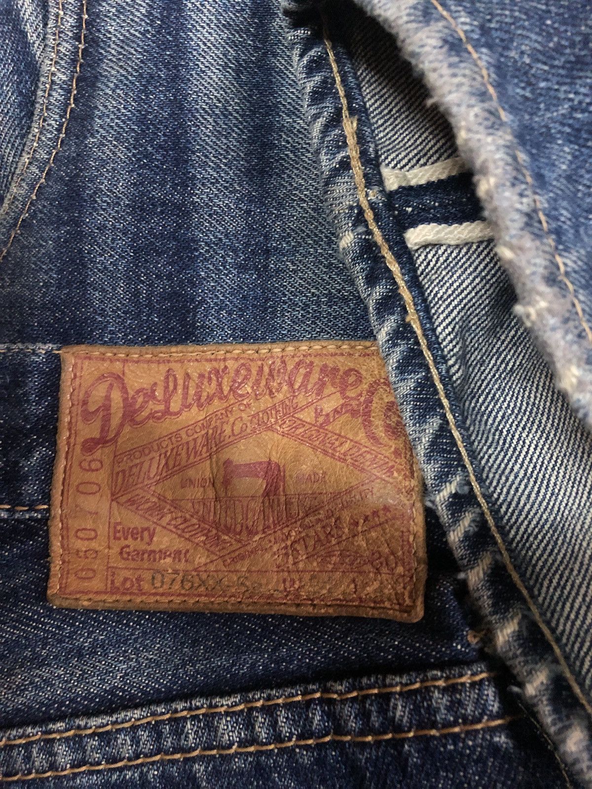 Japanese Brand DeluxeWare Seldvedge PatchWork Sashiko Denim Pants Size US 30 / EU 46 - 3 Thumbnail