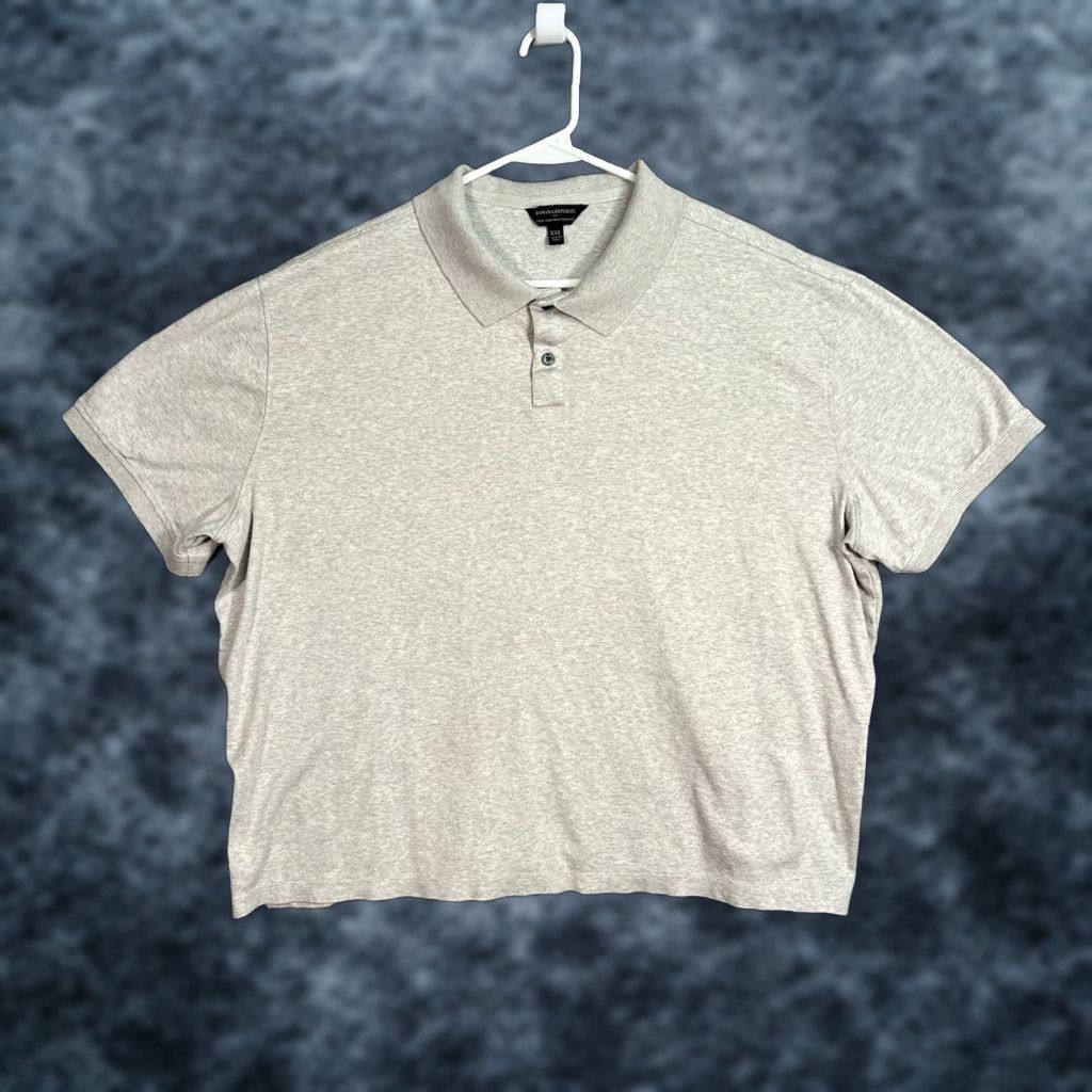 Banana Republic VINTAGE Banana Republic Luxe Touch Performance Polo Shirt Adult 2XL Gray Mens Shirt Polo Short Sleeve Collared 100% Cotton Size US XXL / EU 58 / 5 - 1 Thumbnail