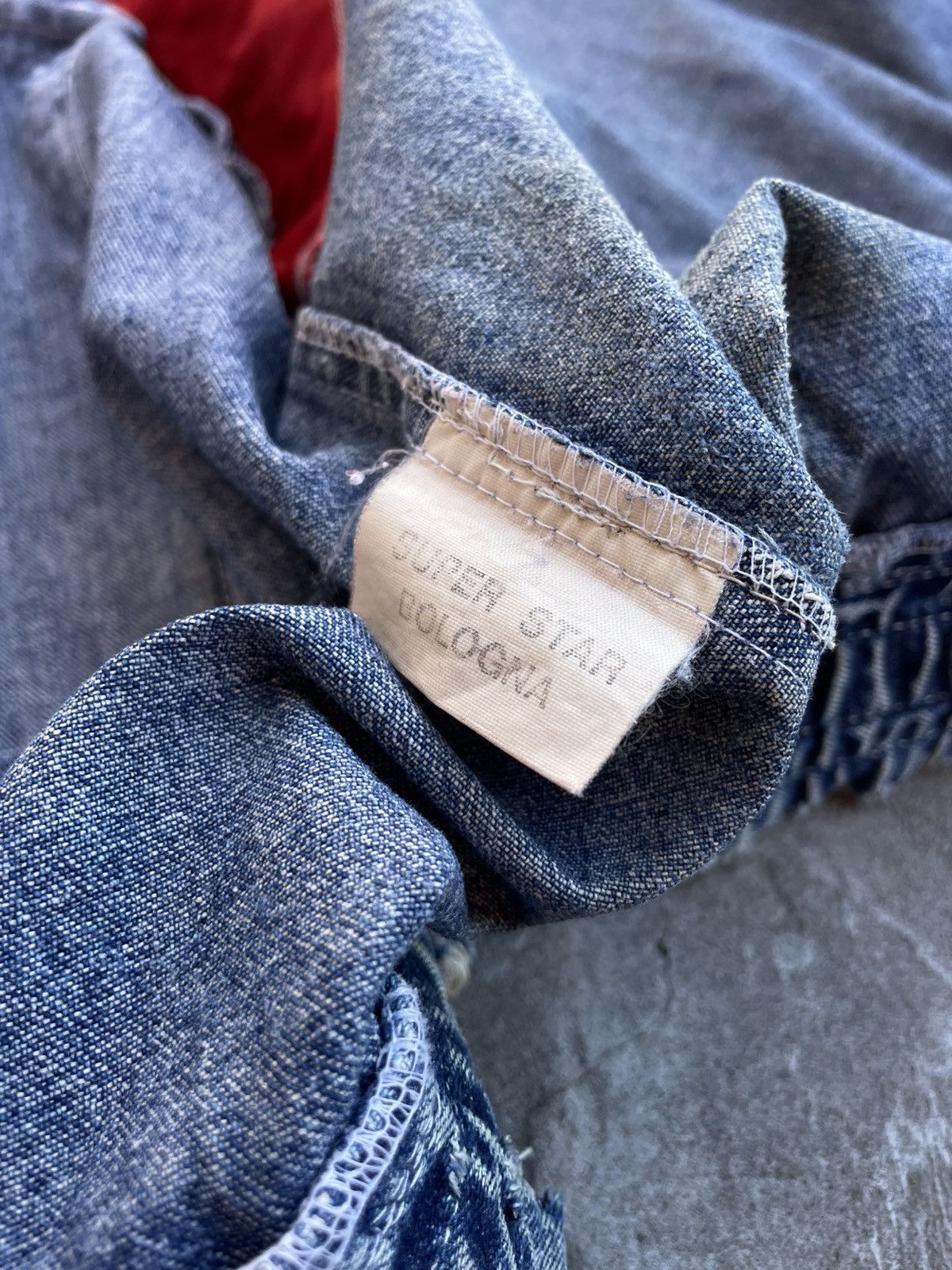 Vintage 1970s Leather Vest On Riri Zipper, Stonewashed Denim- Wescot Size US L / EU 52-54 / 3 - 12 Thumbnail