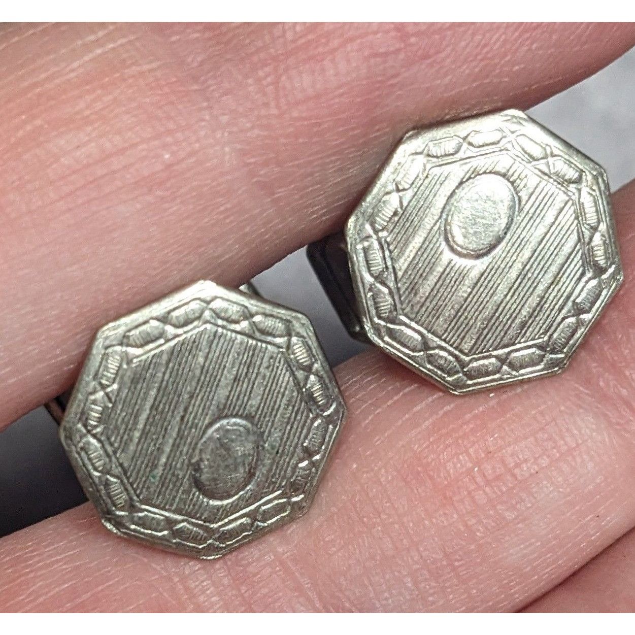 Other Vintage Etched Geometric Silver Tone Snap Cufflinks Size ONE SIZE - 8 Thumbnail