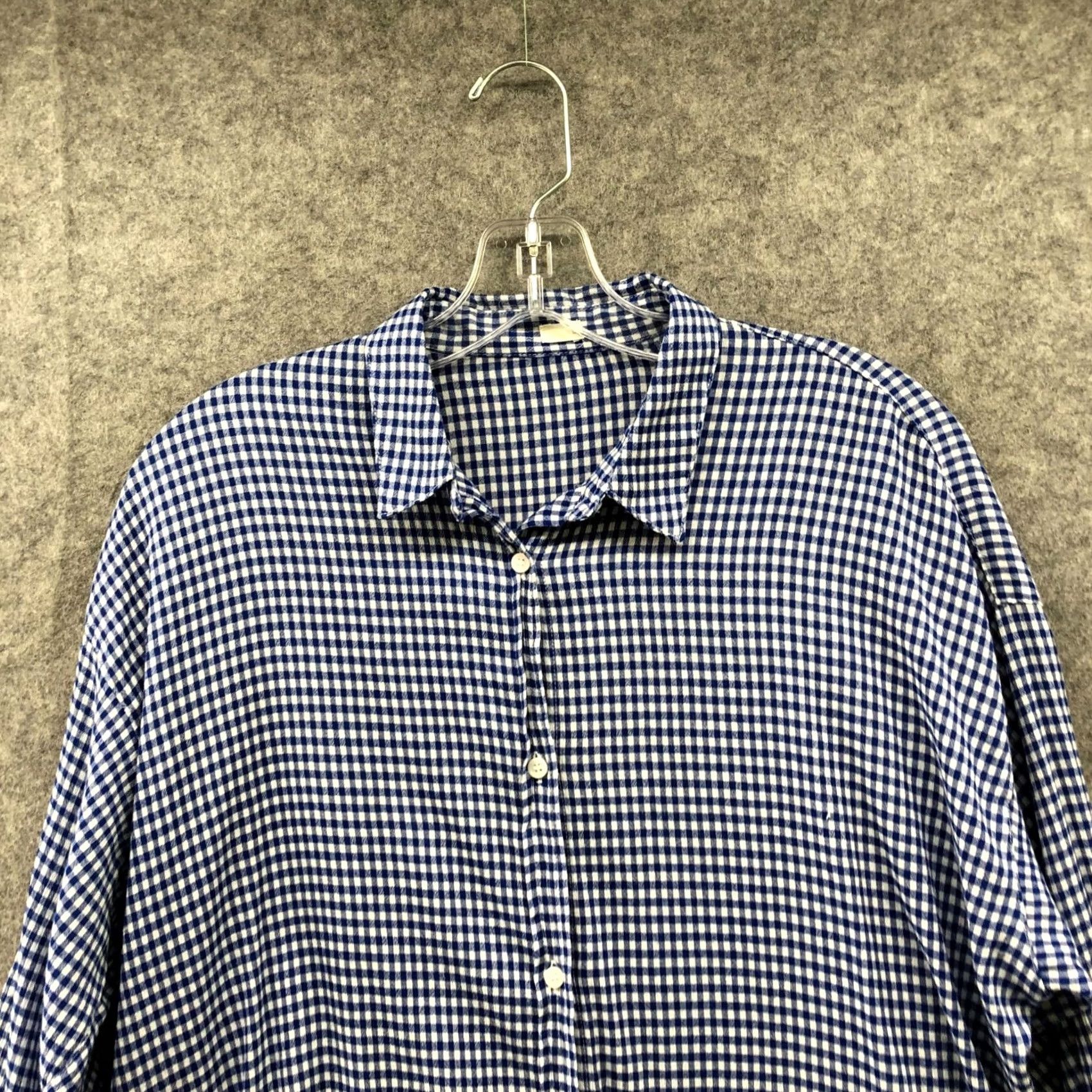 Vintage GU Lightweight Button Up Shirt Womens L Long Sleeve Blue White Check Shirt Size L / US 10 / IT 46 - 3 Thumbnail