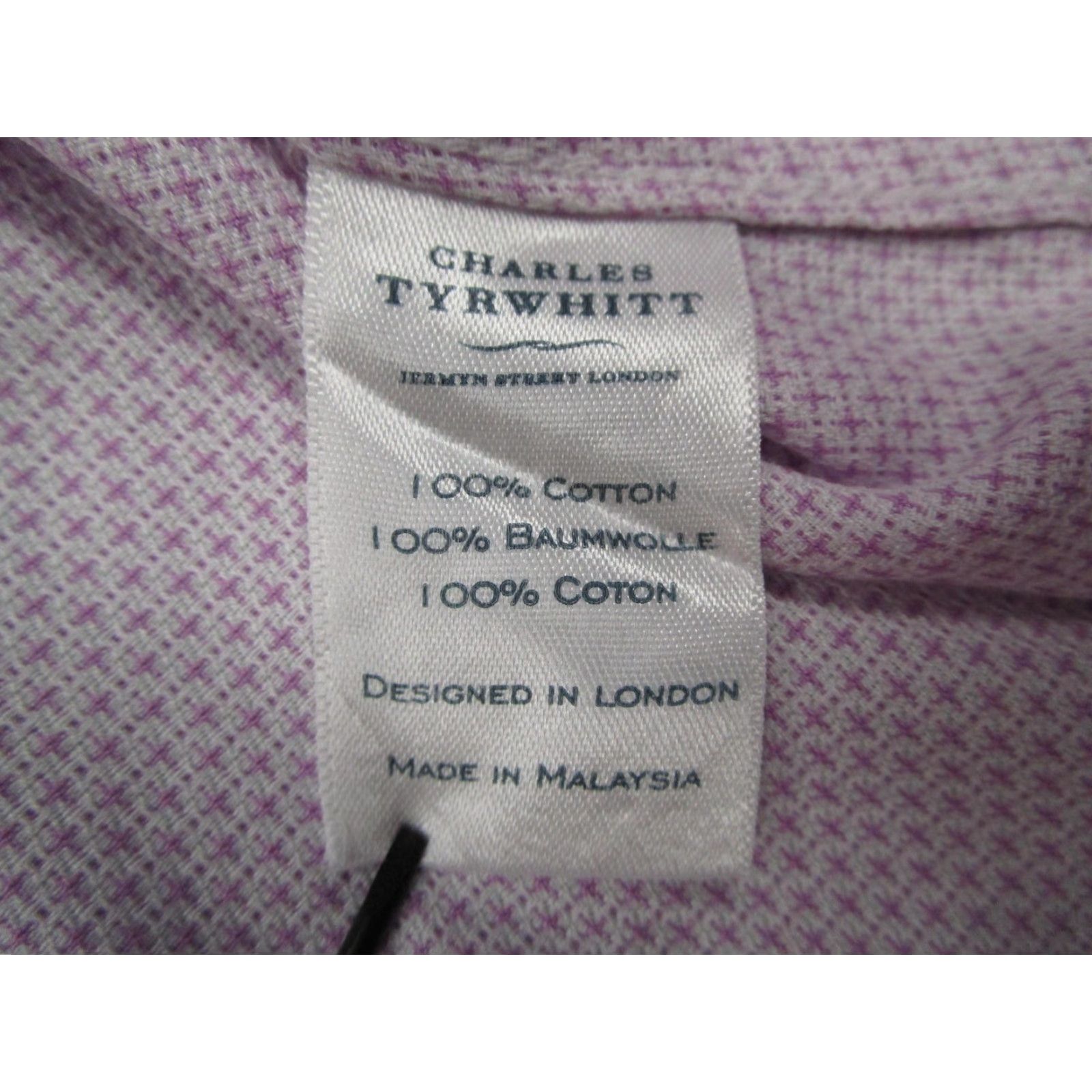 Charles Tyrwhitt Charles Tyrwhitt Shirt Mens 17/35 Pink Non Iron Slim Fit Dress Long Sleeve Micro Geometric Shirt Size 34R - 4 Thumbnail
