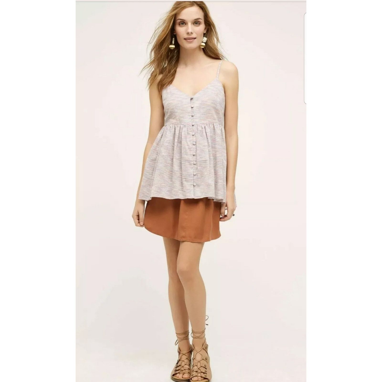 Anthropologie New Anthropologie x Tylho Button Front Strappy Tank $88 Sz S Size S / US 4 / IT 40 - 1 Thumbnail